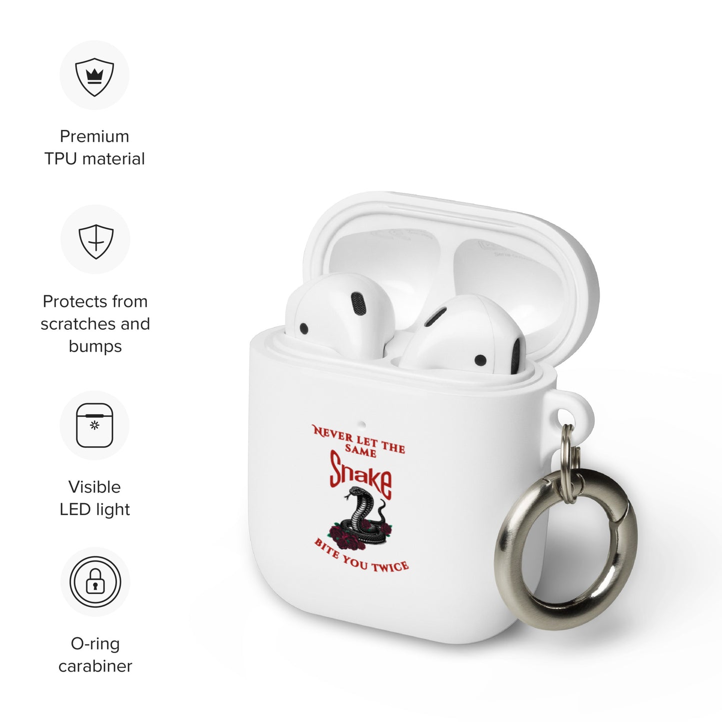 Never Let the Same Snake Bite You Twice Rubber Case for AirPods® by EraofInk