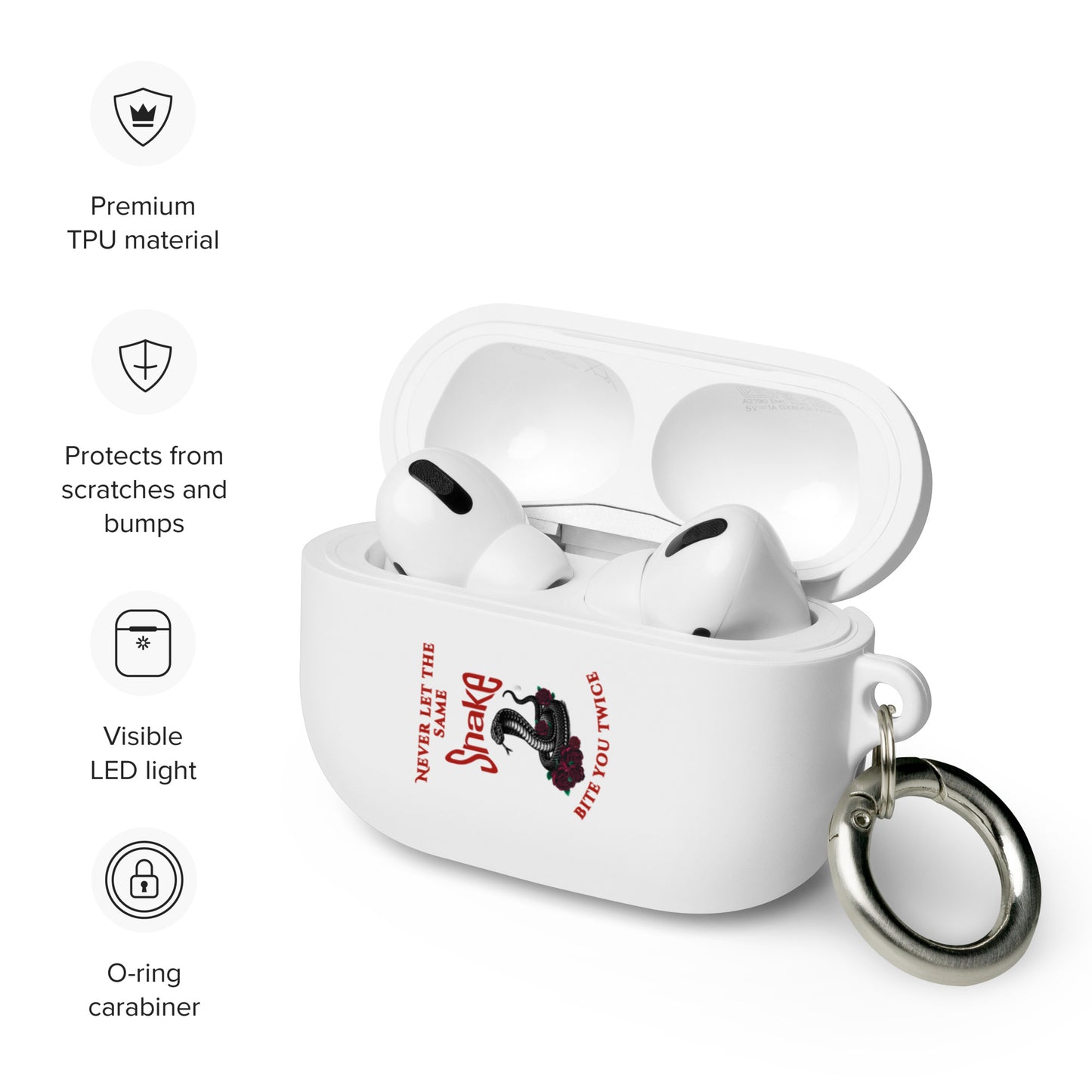 Never Let the Same Snake Bite You Twice Rubber Case for AirPods® by EraofInk