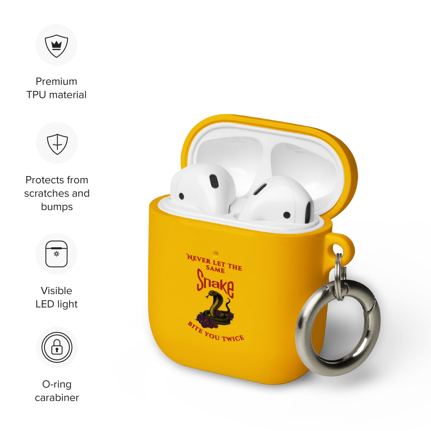 Never Let the Same Snake Bite You Twice Rubber Case for AirPods® by EraofInk
