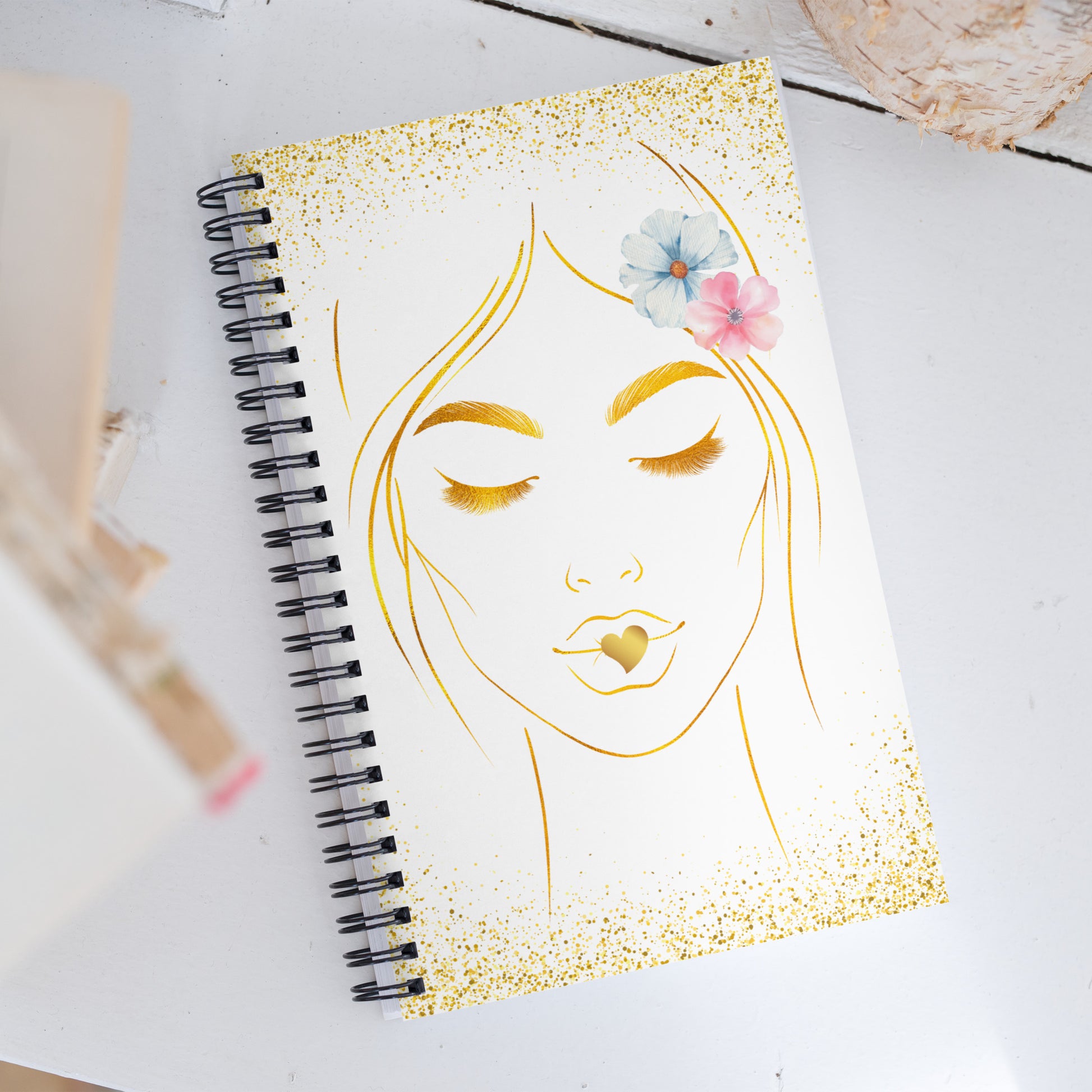 Love Seals Her Lips Spiral Notebook by EraofInk