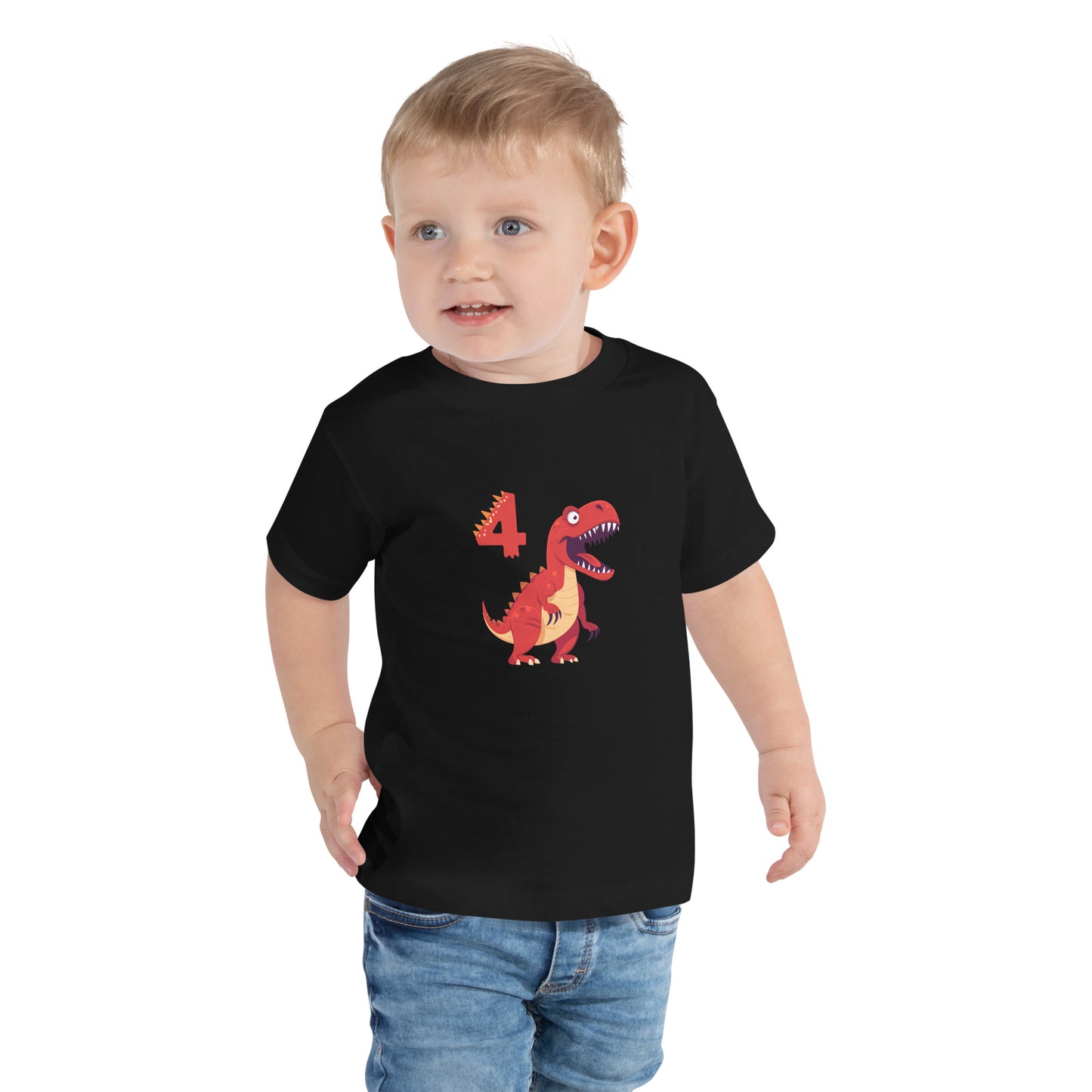 Dinosaur for 4th Birthday Toddler Tee by EraofInk