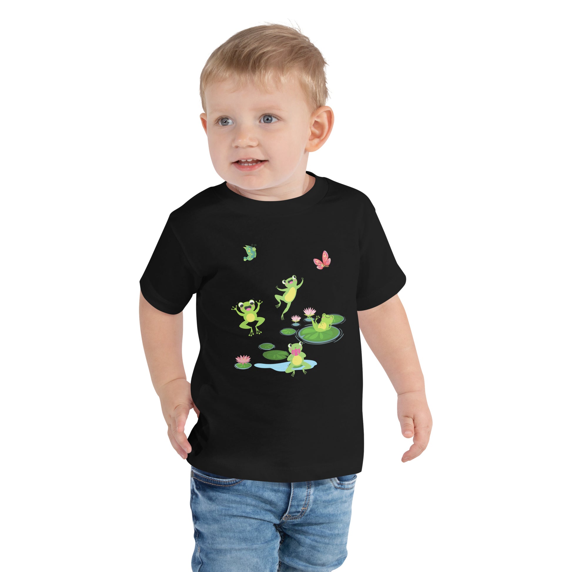 Happy Jumping Frogs Toddler Tee by EraofInk