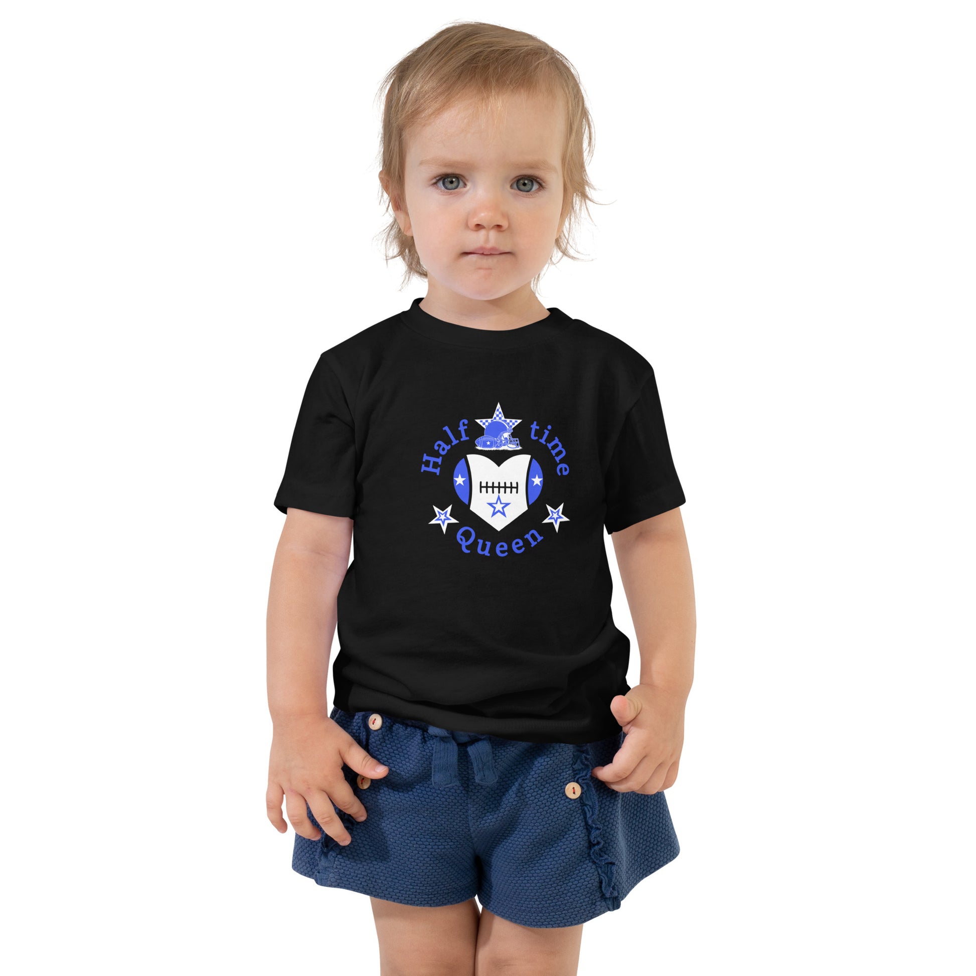 Halftime Queen Football Toddler Tee Blue & White Stars Team by EraofInk