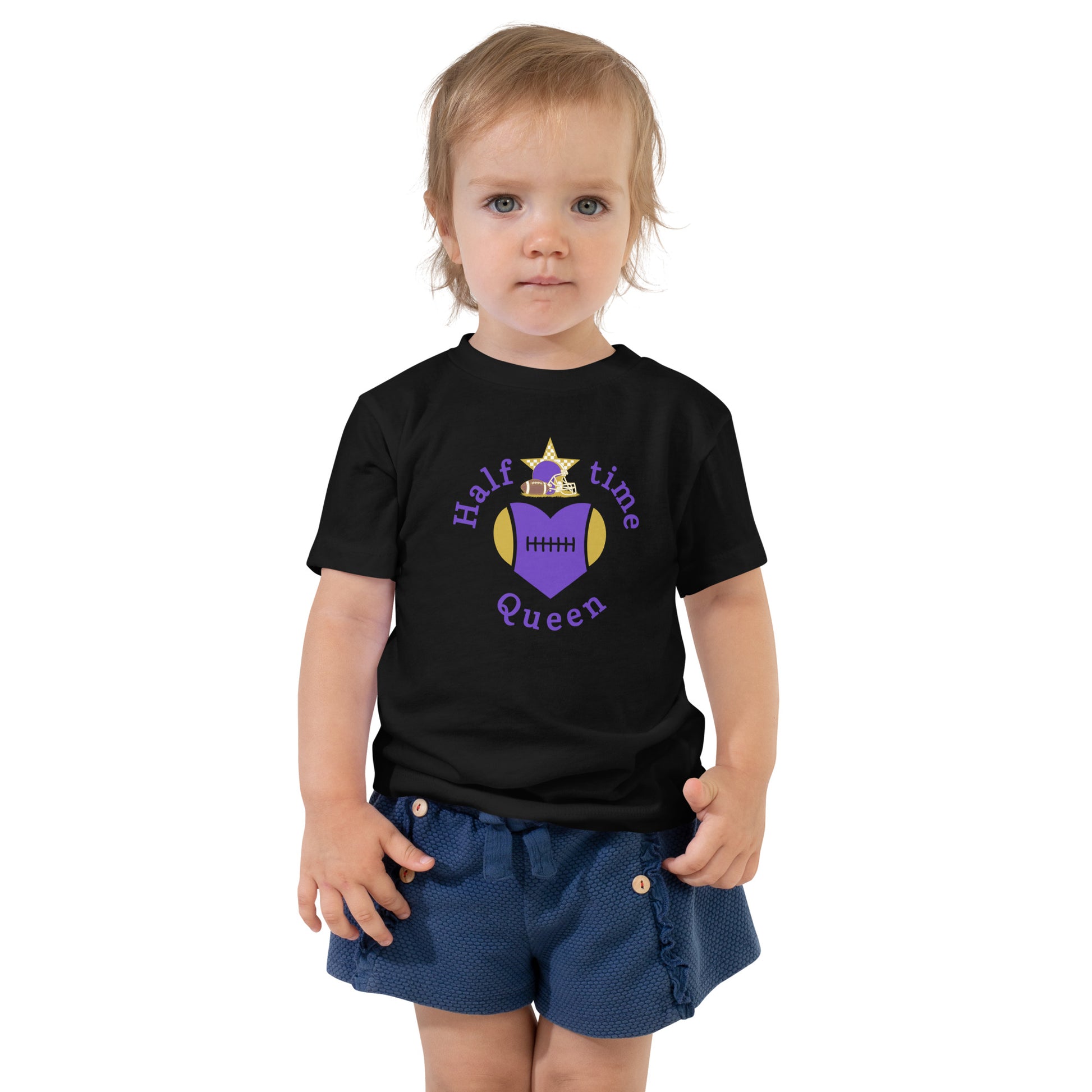 Halftime Queen FOotball Toddler Tee Cheer for Purple & Gold Team by EraofIno