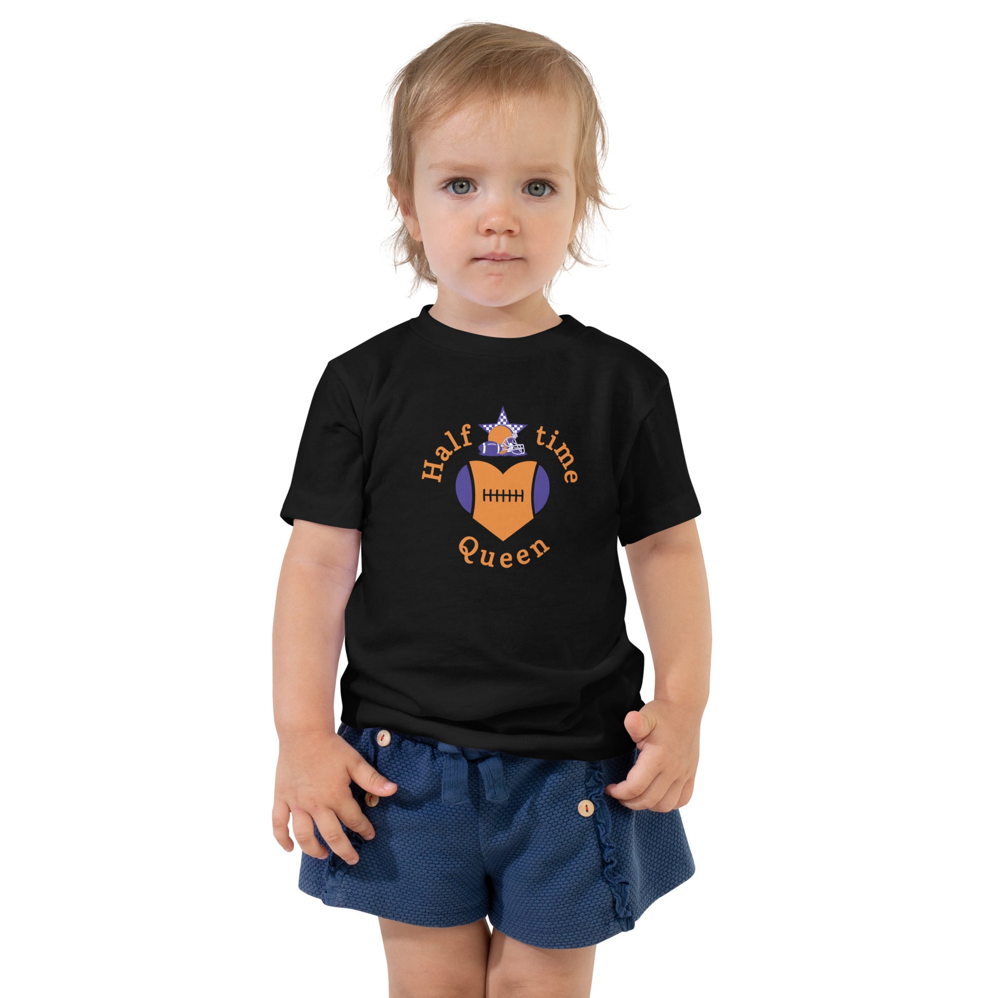 Halftime Queen Football Toddler Tee Cheer for Orange & Purple Team by Eraofink