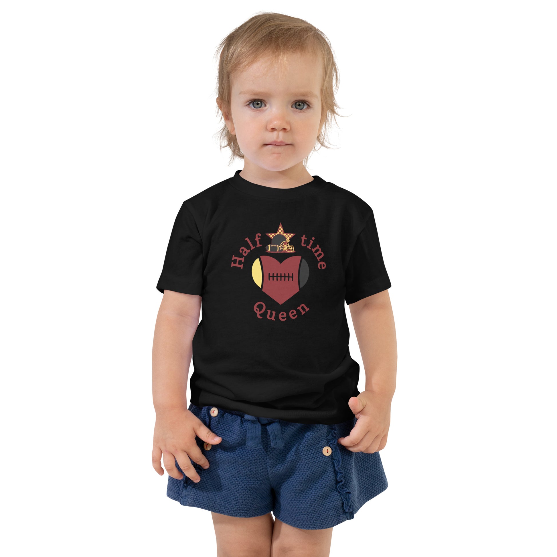 Halftime Queen Football Toddler Tee Cheer for Red Yellow & Black Team by EraofInk