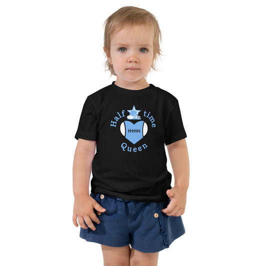 Halftime Queen Football Toddler Tee Cheer for Light Blue & White Team by EraofInk
