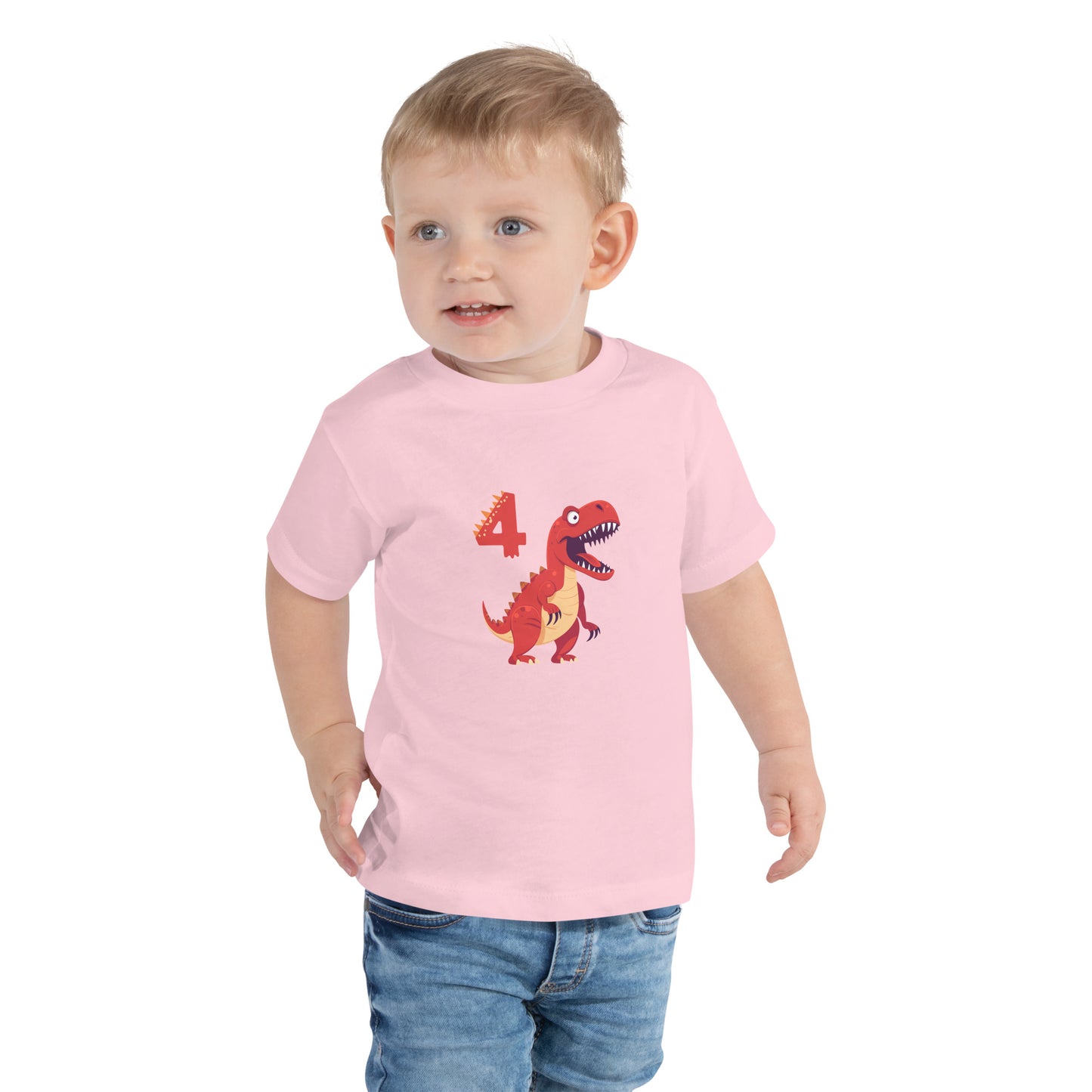 Dinosaur for 4th Birthday Toddler Tee by EraofInk