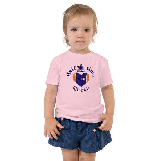 Halftime Queen Football Toddler Tee Cheer for Purple & Orange Team by EraofInk