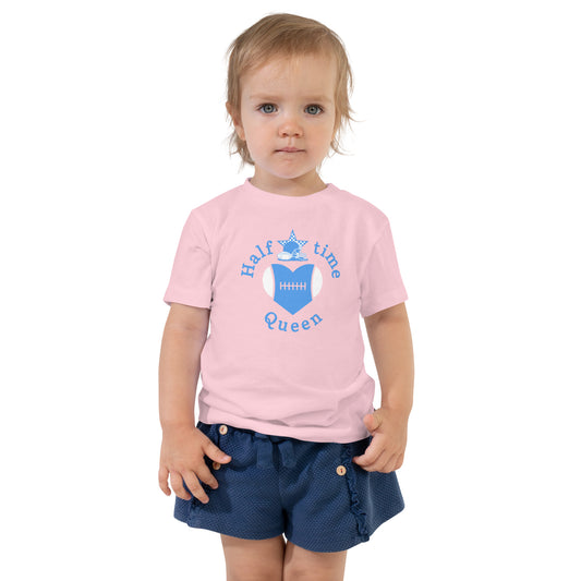 Halftime Queen Football Toddler Tee Cheer for Light Blue & White Team by EraofInk