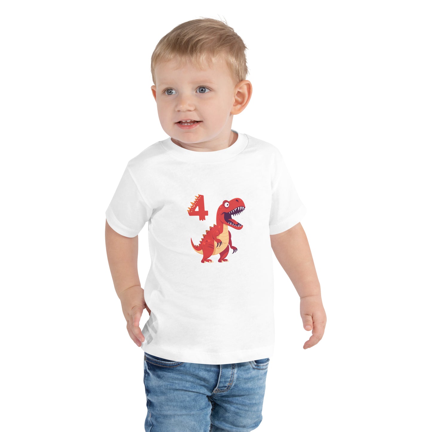 Dinosaur for 4th Birthday Toddler Tee by EraofInk