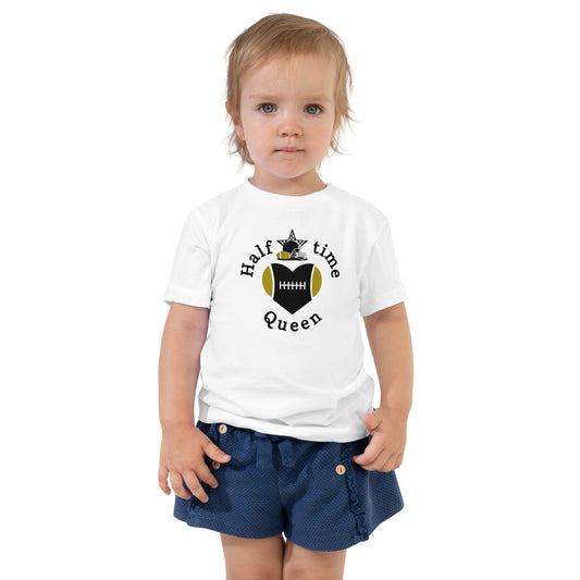 Halftime Queen Football Toddler Tee Cheer for Black & Gold Team by EraofInk
