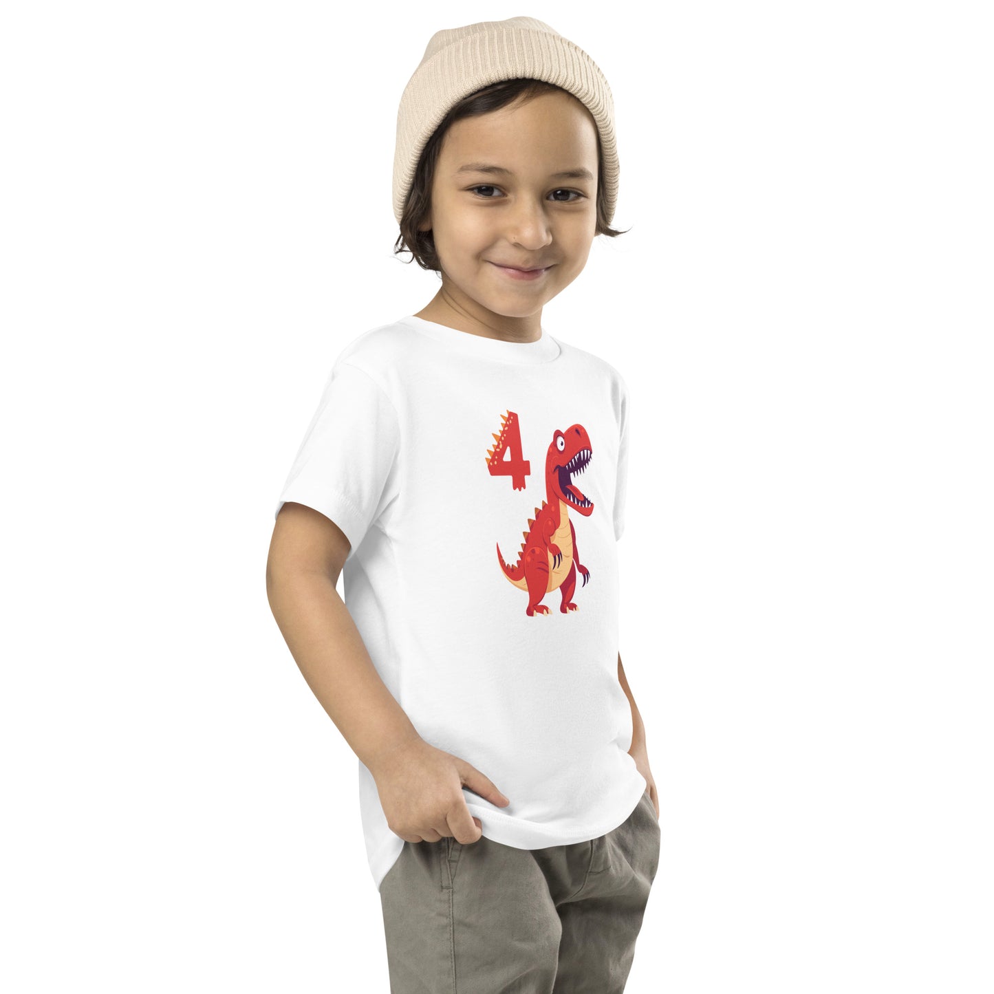 Toddler Dinosaur Tee for 4th Birthday Kid's Dinosaur Tee by EraofInk