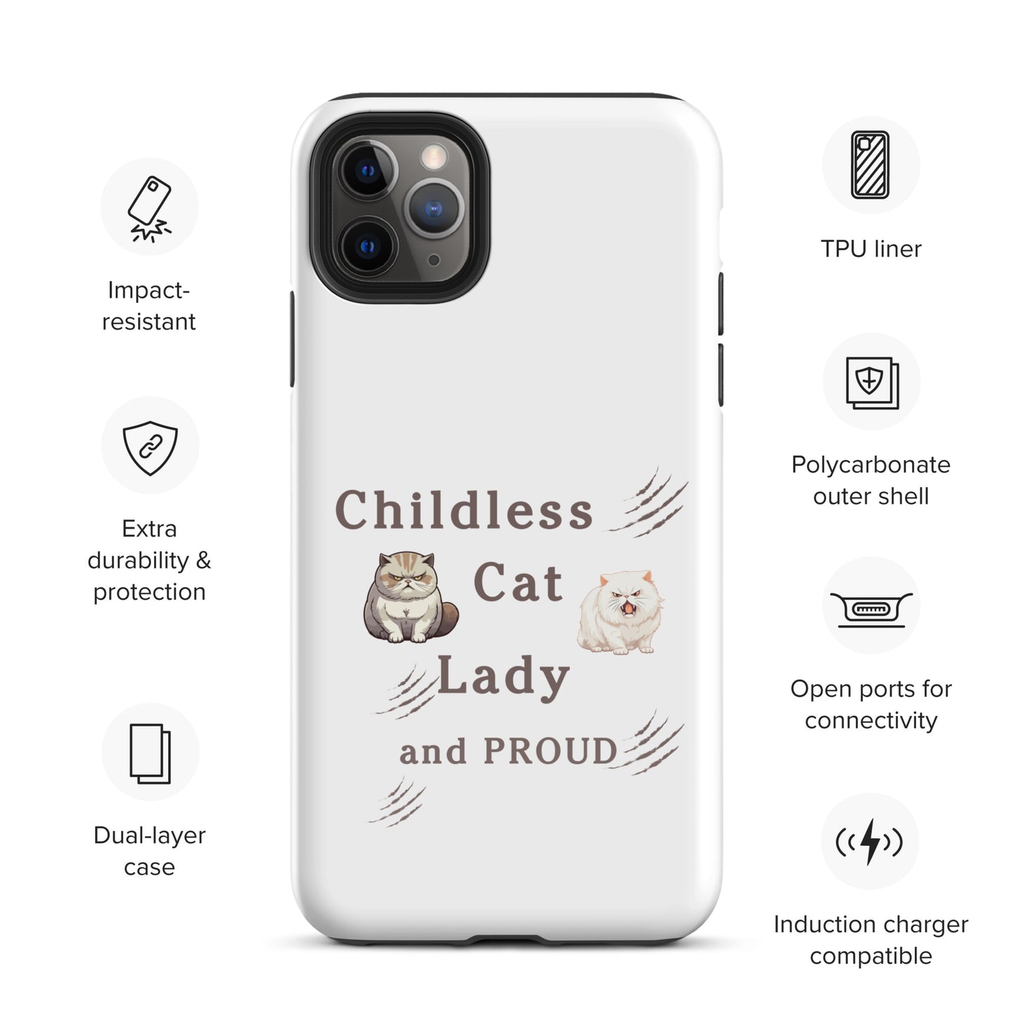 Childless Cat Lady & Proud Tough Case for iPhone® by EraofInk