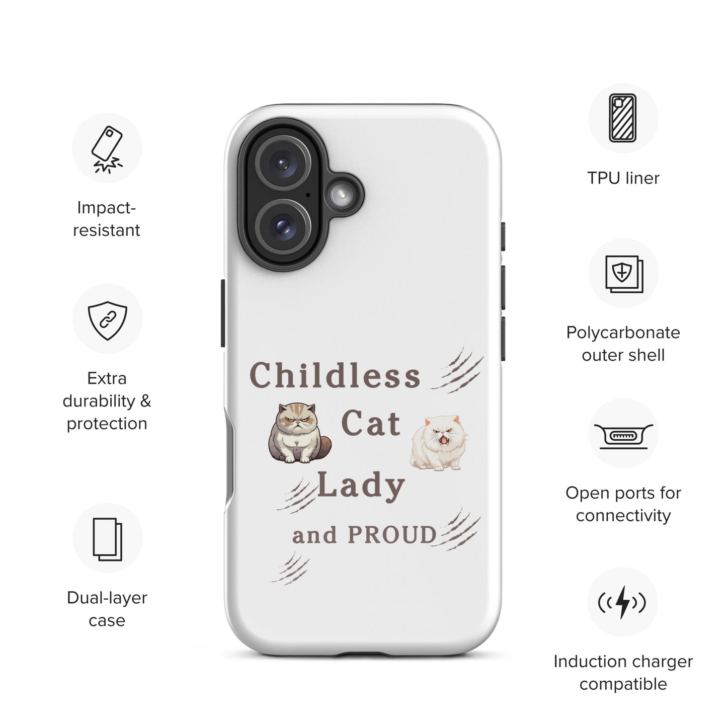 Childless Cat Lady & Proud Tough Case for iPhone® by EraofInk