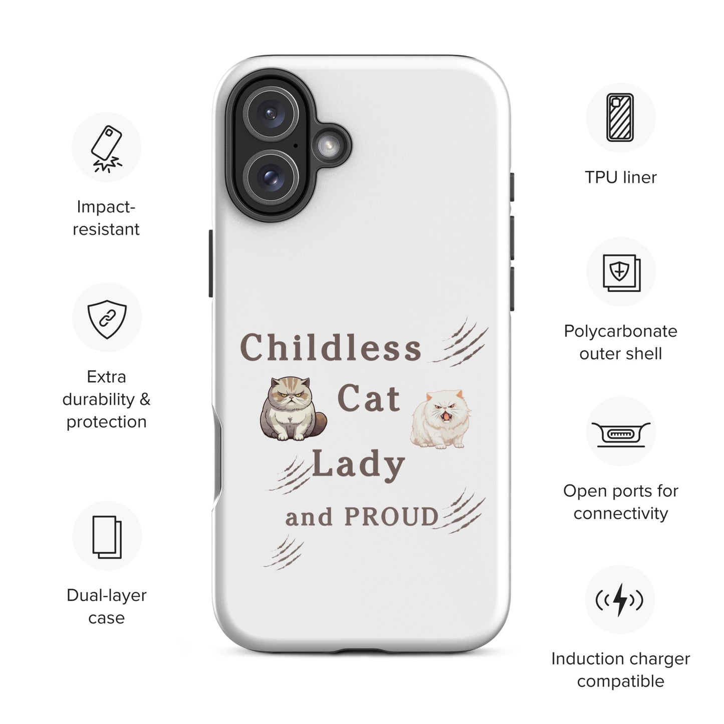 Childless Cat Lady & Proud Tough Case for iPhone® by EraofInk