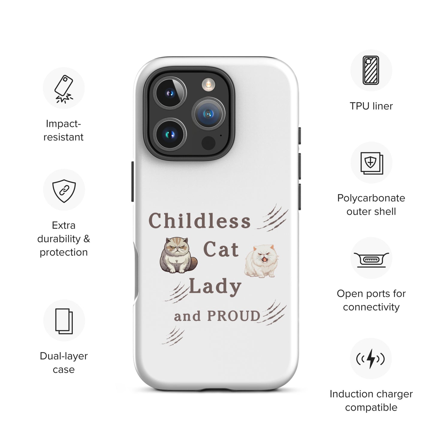 Childless Cat Lady & Proud Tough Case for iPhone® by EraofInk