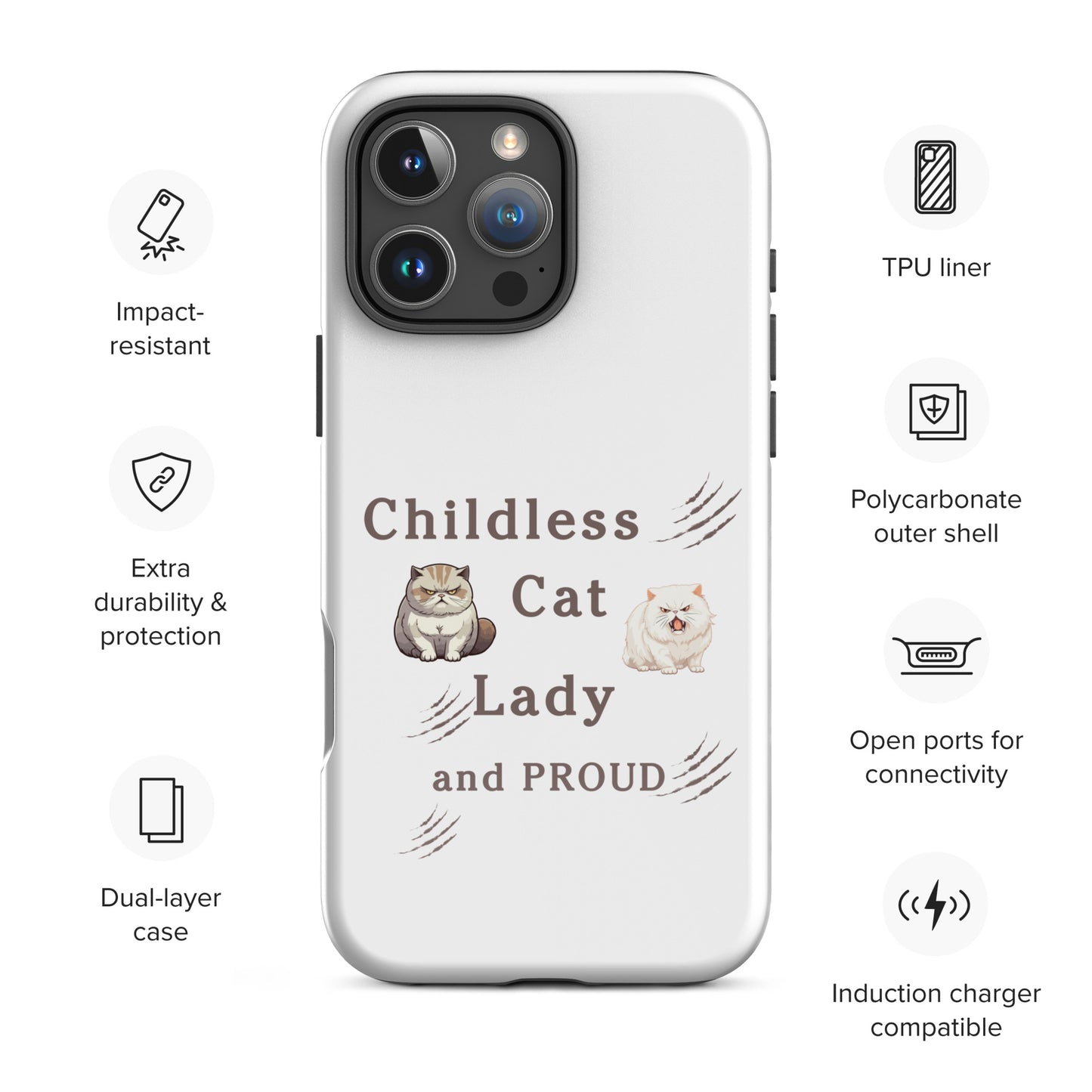 Childless Cat Lady & Proud Tough Case for iPhone® by EraofInk