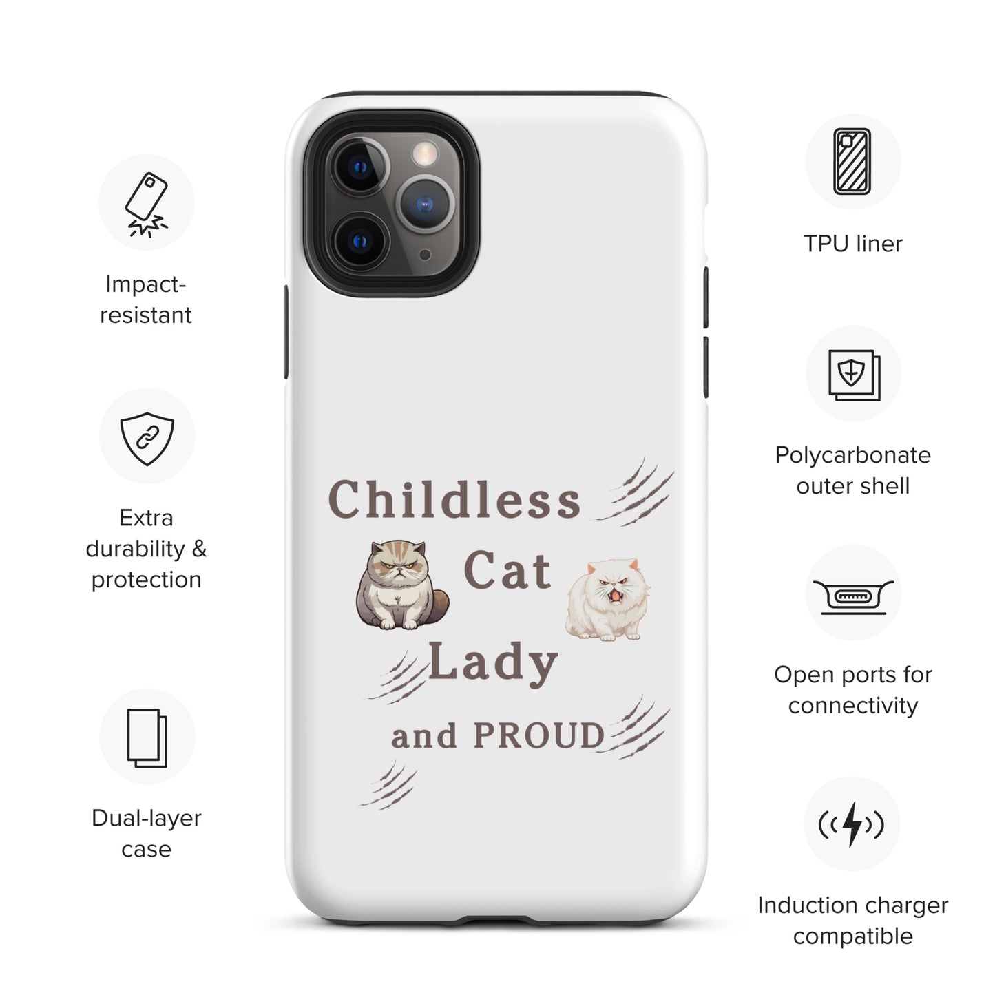 Childless Cat Lady & Proud Tough Case for iPhone® by EraofInk
