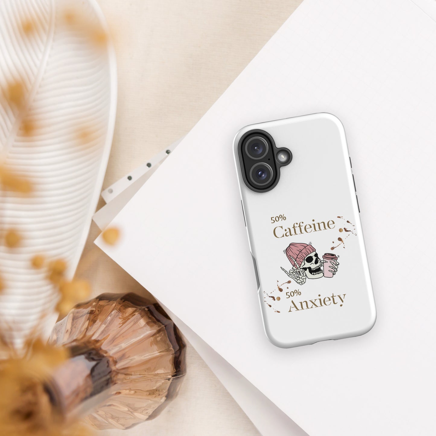 50% Caffeine 50% Anxiety Tough Case for iPhone® by EraofInk