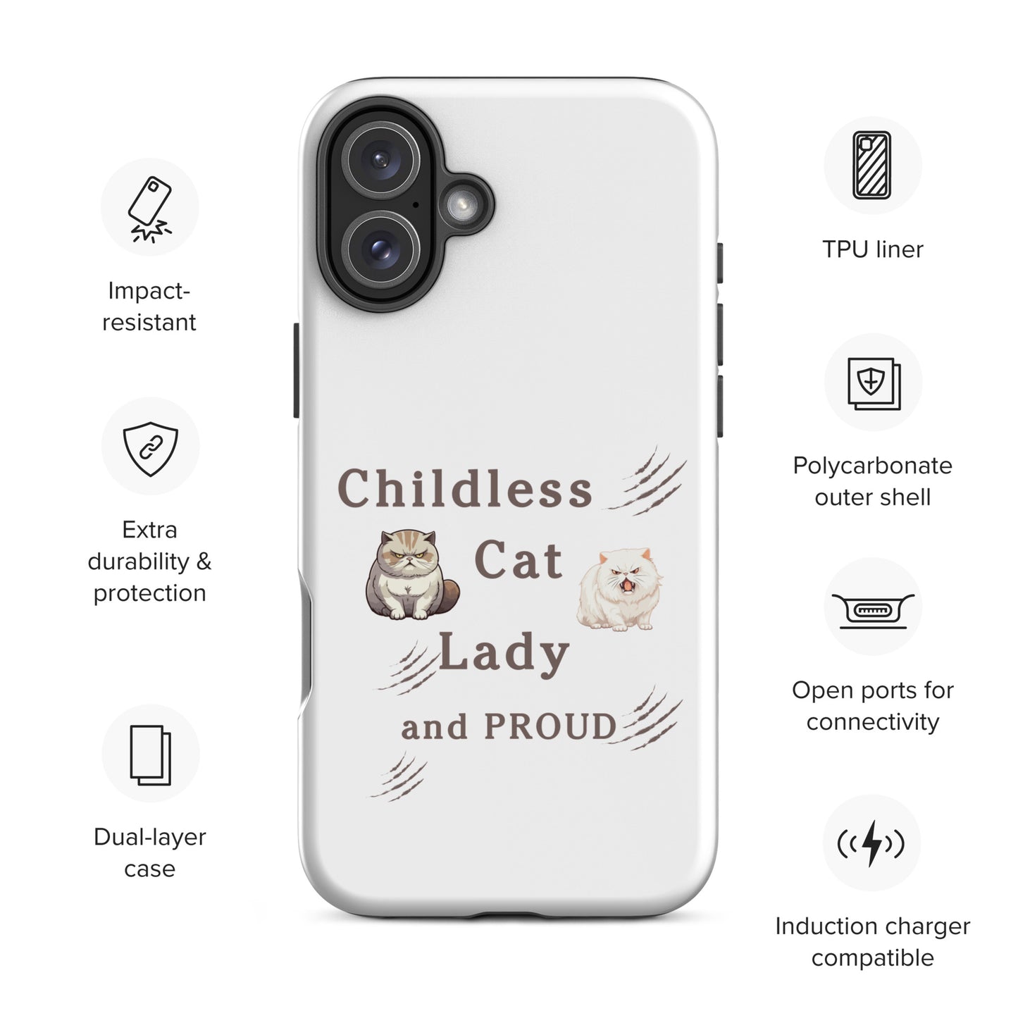 Childless Cat Lady & Proud Tough Case for iPhone® by EraofInk