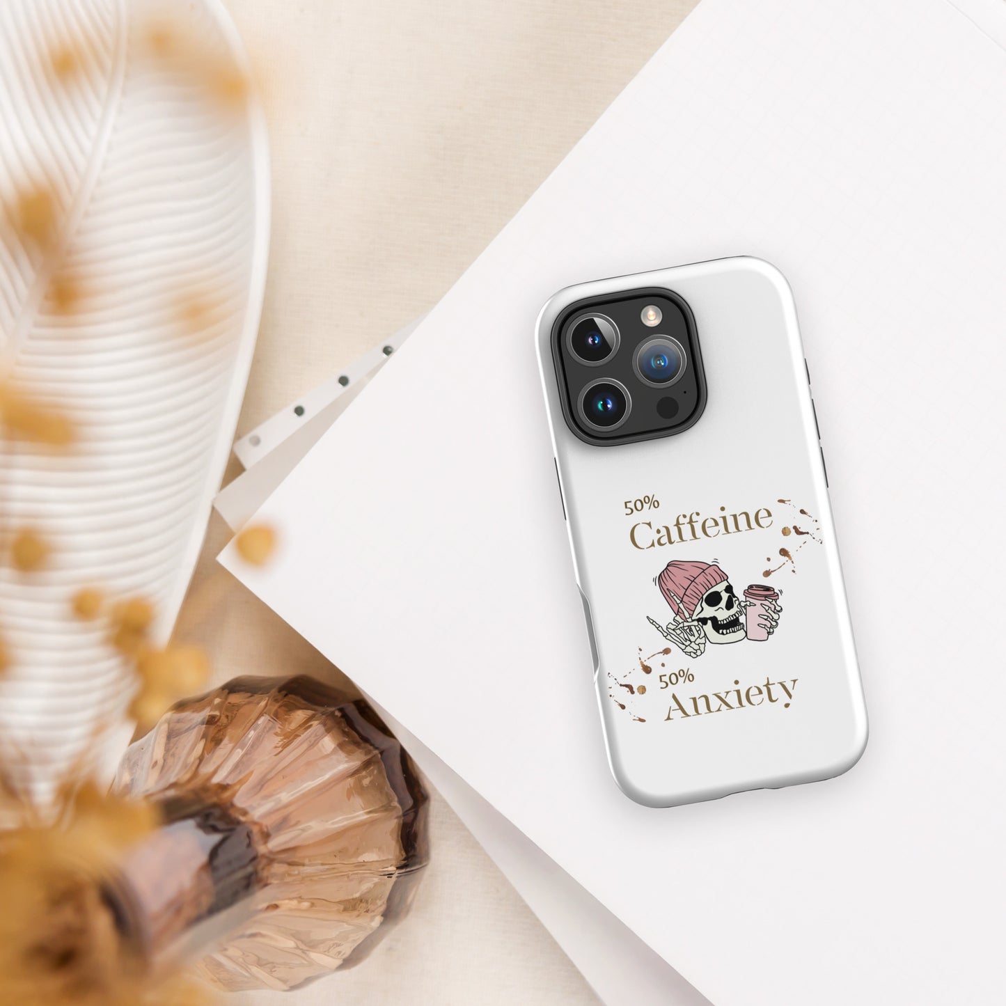 50% Caffeine 50% Anxiety Tough Case for iPhone® by EraofInk