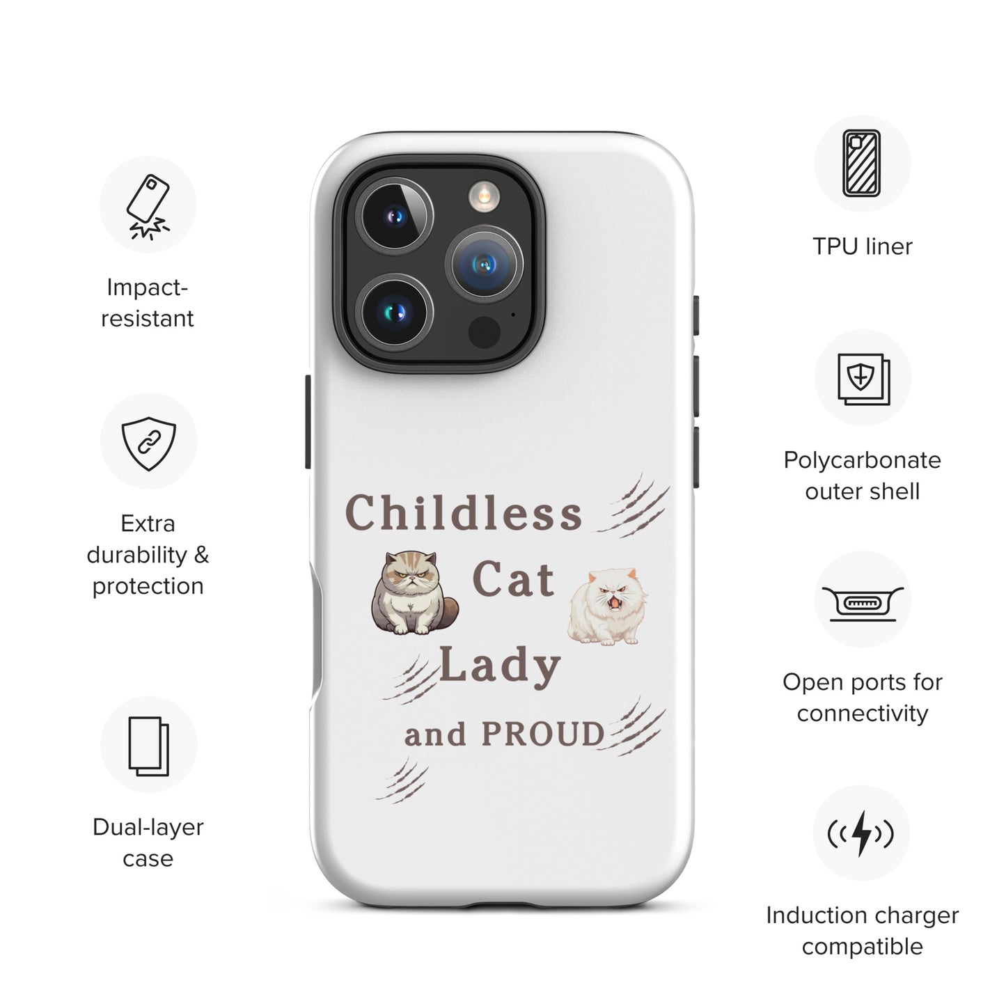 Childless Cat Lady & Proud Tough Case for iPhone® by EraofInk