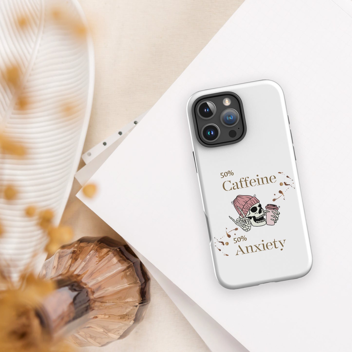 50% Caffeine 50% Anxiety Tough Case for iPhone® by EraofInk