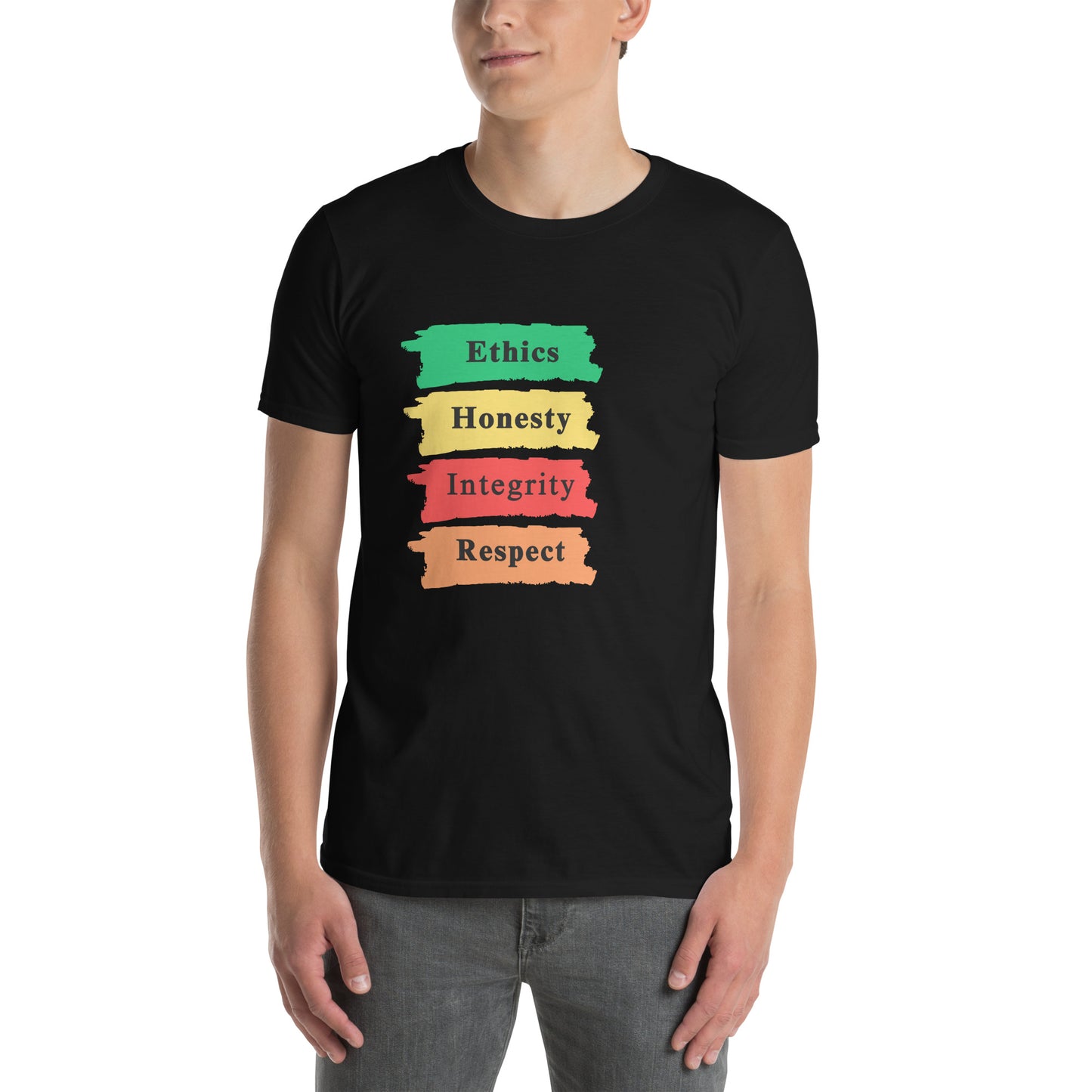 Ethics Honesty Integrity Respect Paint Strokes Unisex Tee by EraofInk