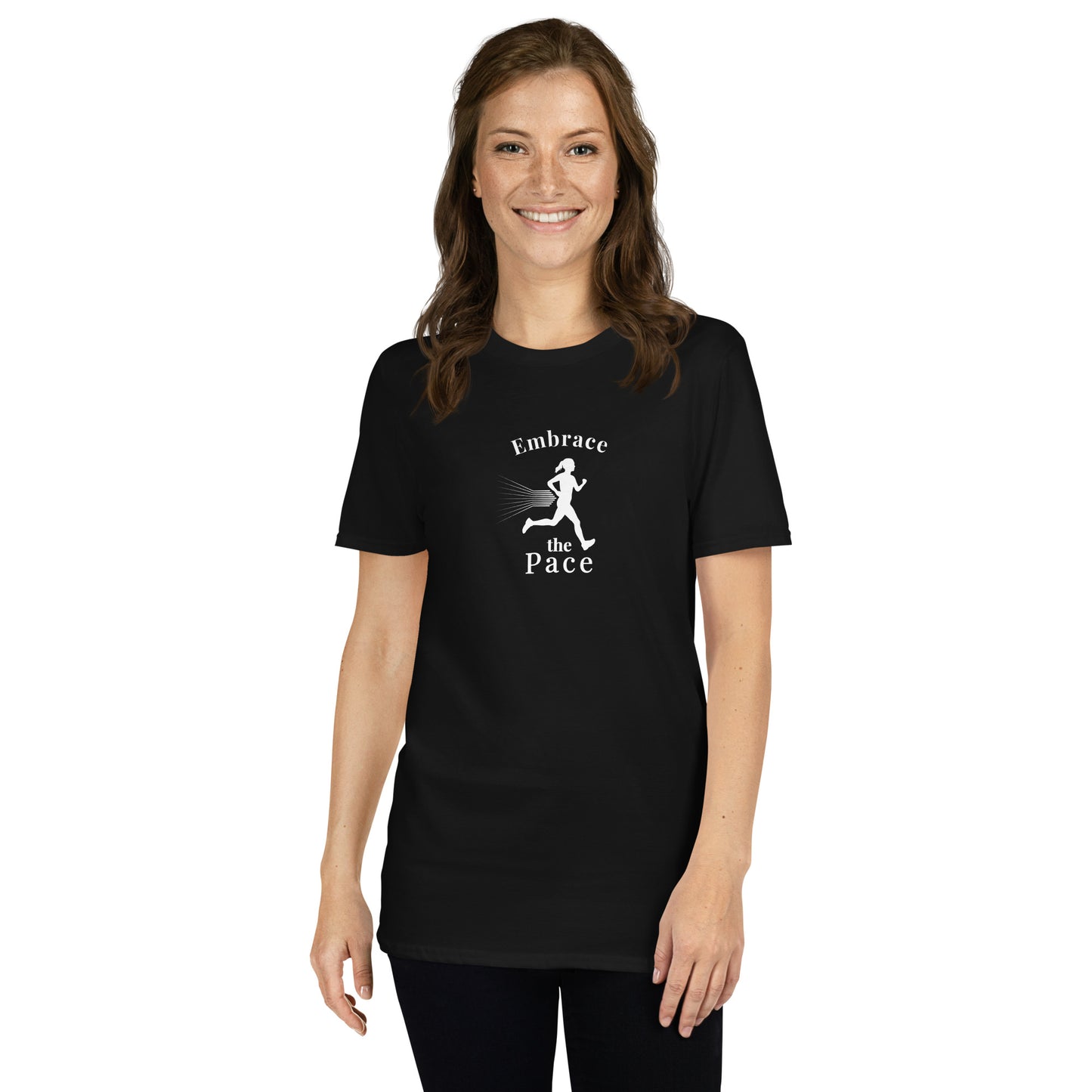 Embrace the Pace Female Runner Unisex Tee by EraofInk