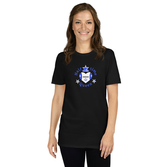 Halftime Queen Football Cheer for Blue & White Unisex Tee by EraofInk
