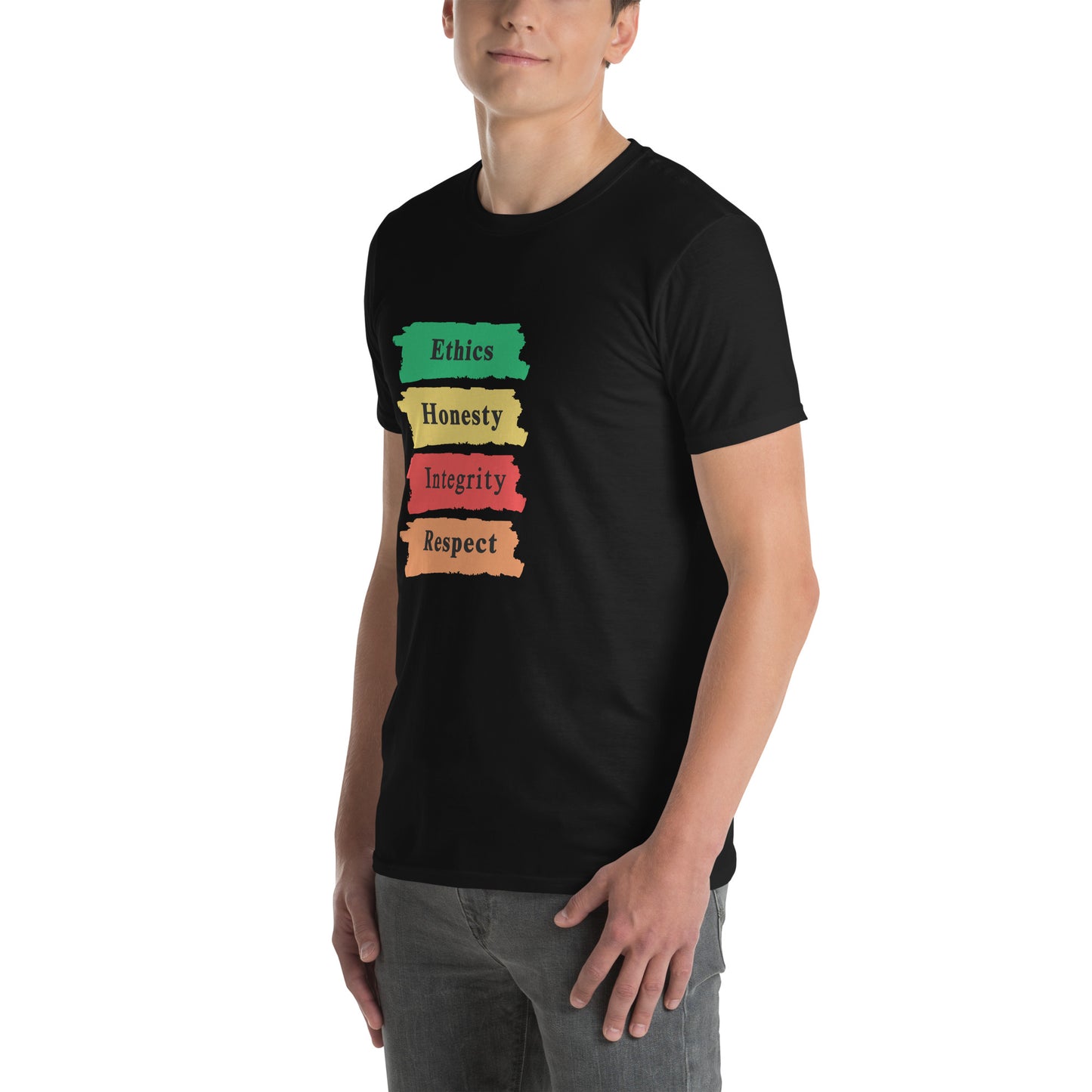 Ethics Honesty Integrity Respect Paint Strokes Unisex Tee by EraofInk