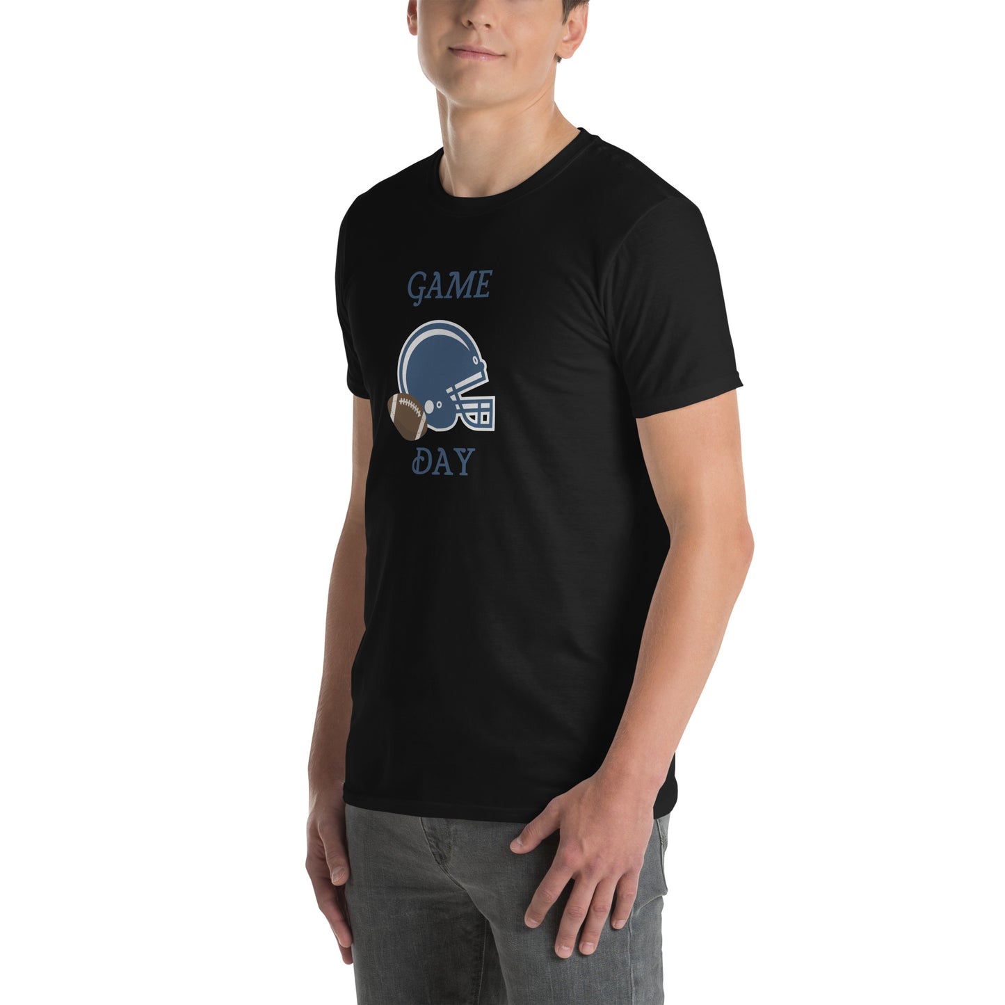 Game Day Football Blue and White Unisex T-Shirt by EraofInk
