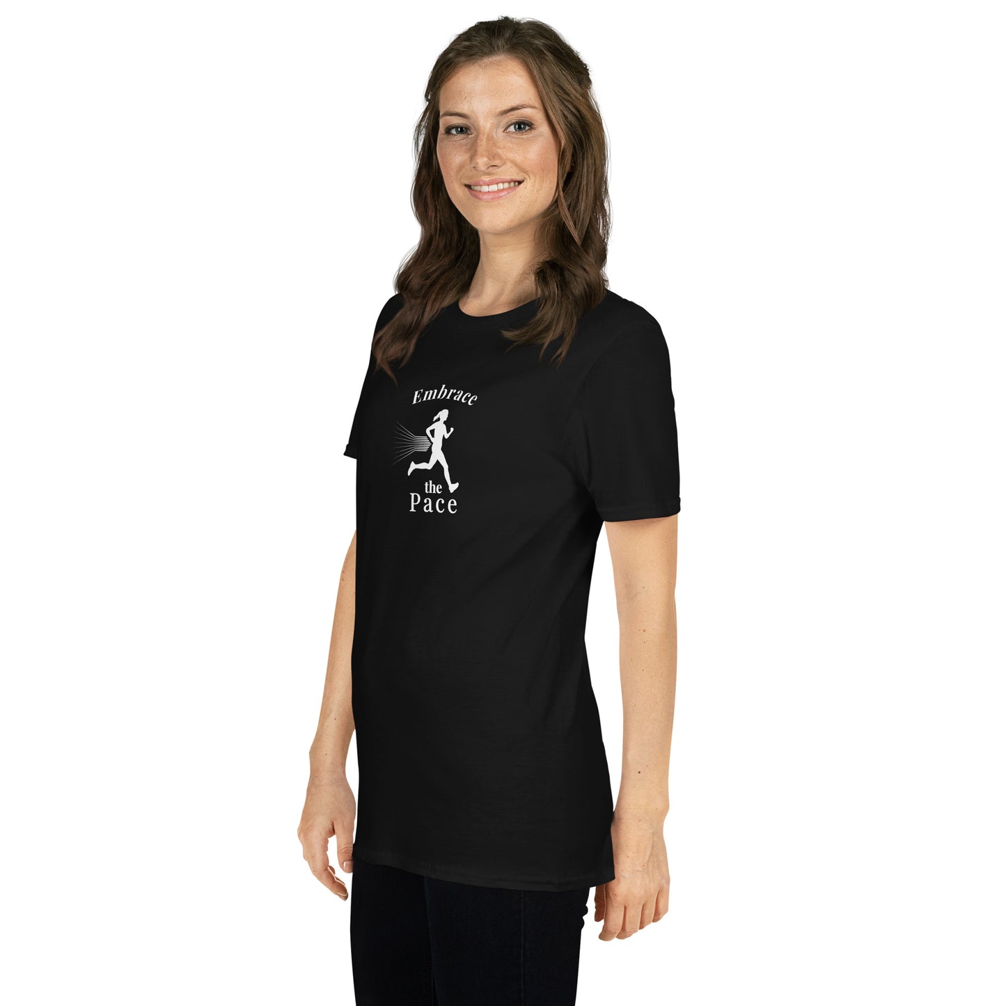 Embrace the Pace Female Runner Unisex Tee by EraofInk