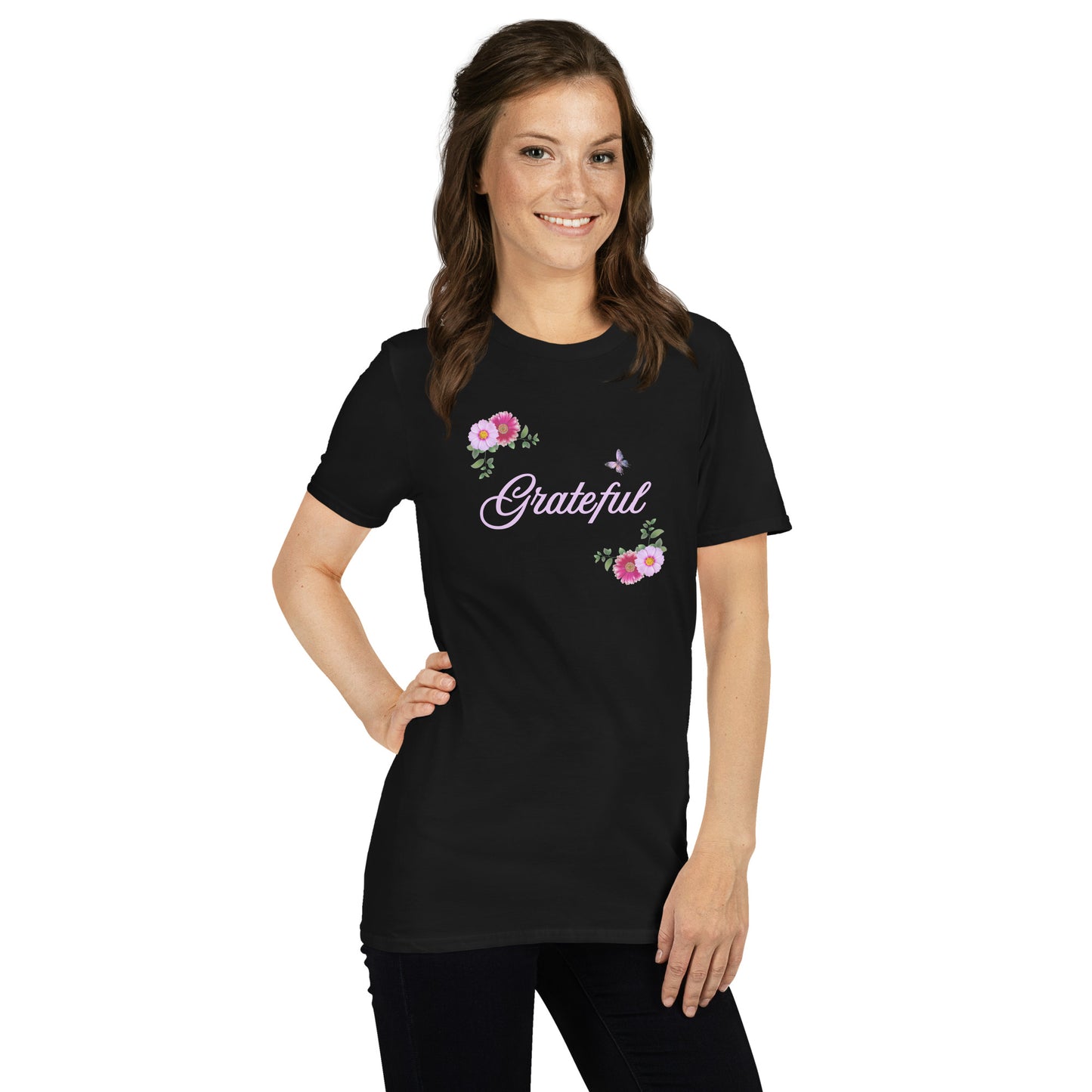 Grateful Floral Design Unisex Tee by Eraofink