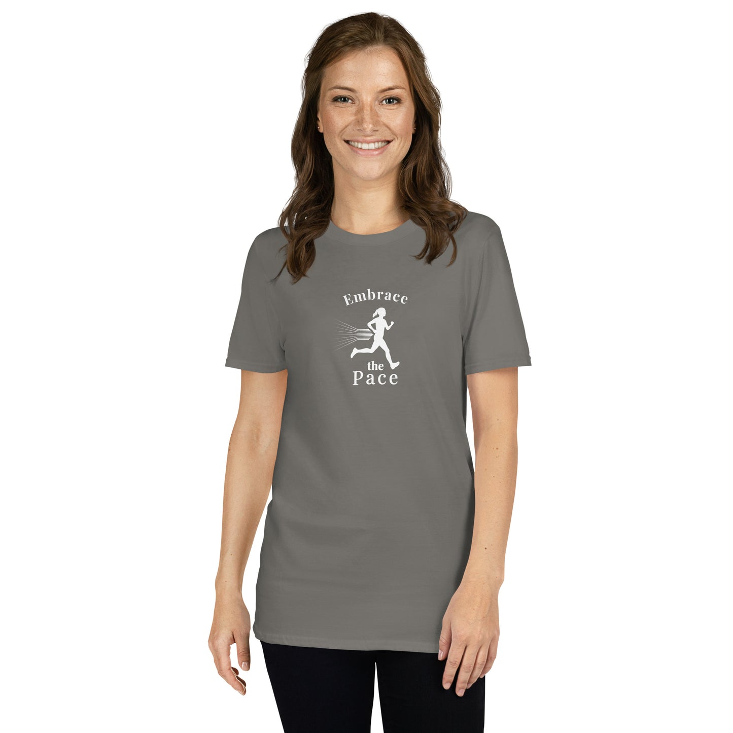 Embrace the Pace Female Runner Unisex Tee by EraofInk