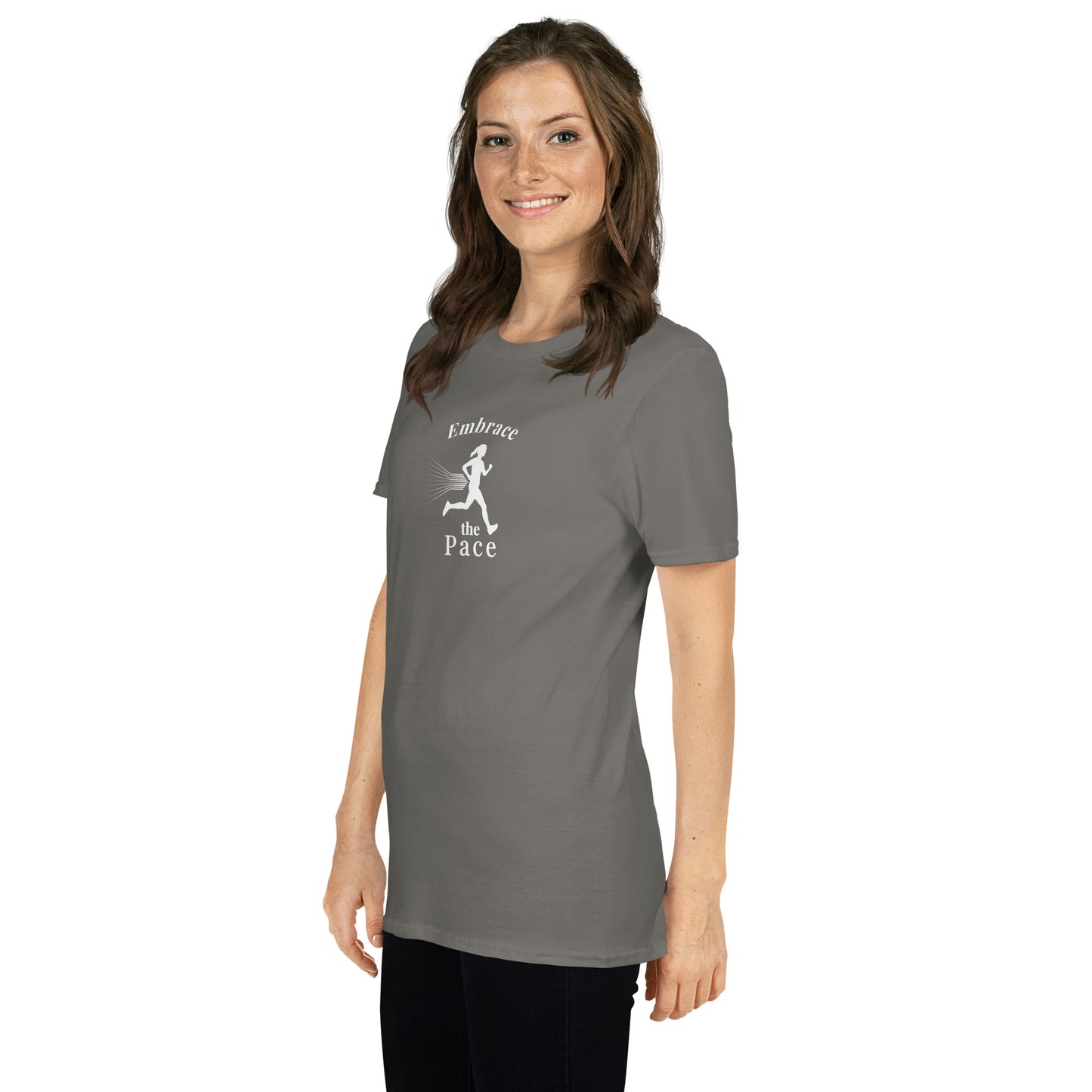 Embrace the Pace Female Runner Unisex Tee by EraofInk