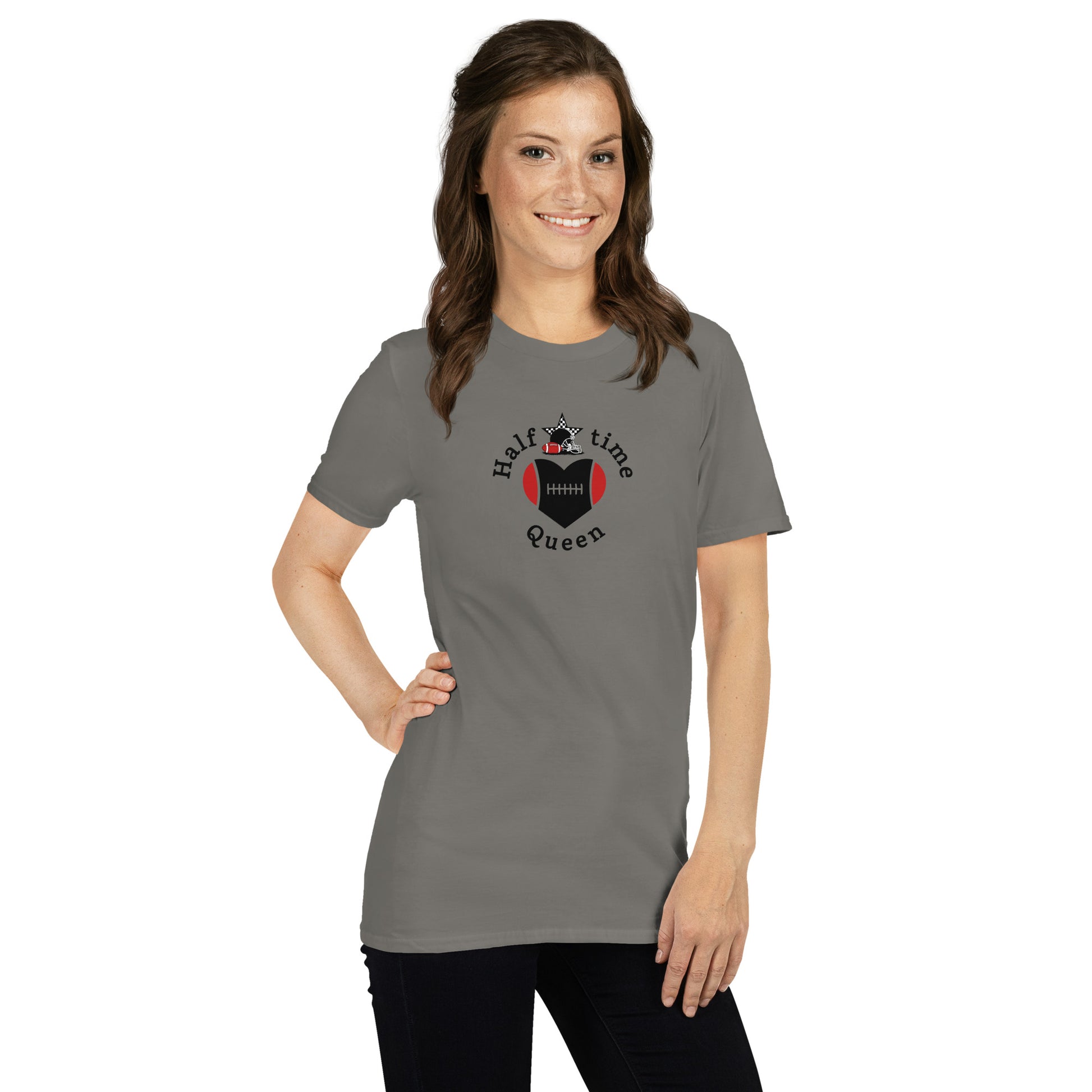 Halftime Queen Football Cheer for Red & Black Unisex Tee by EraofInk