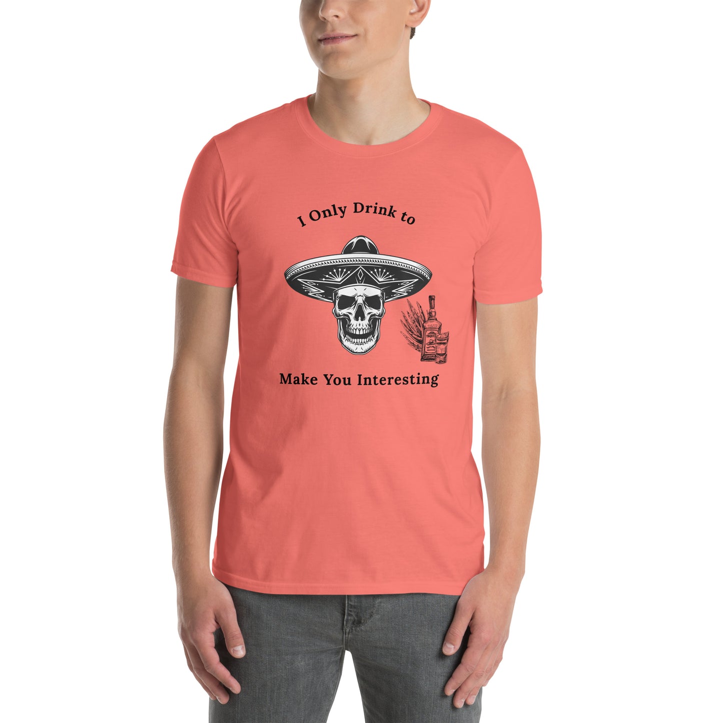 Tequila Drinker's Shirt Skull Wearing Sombrero with Tequila by EraofInk