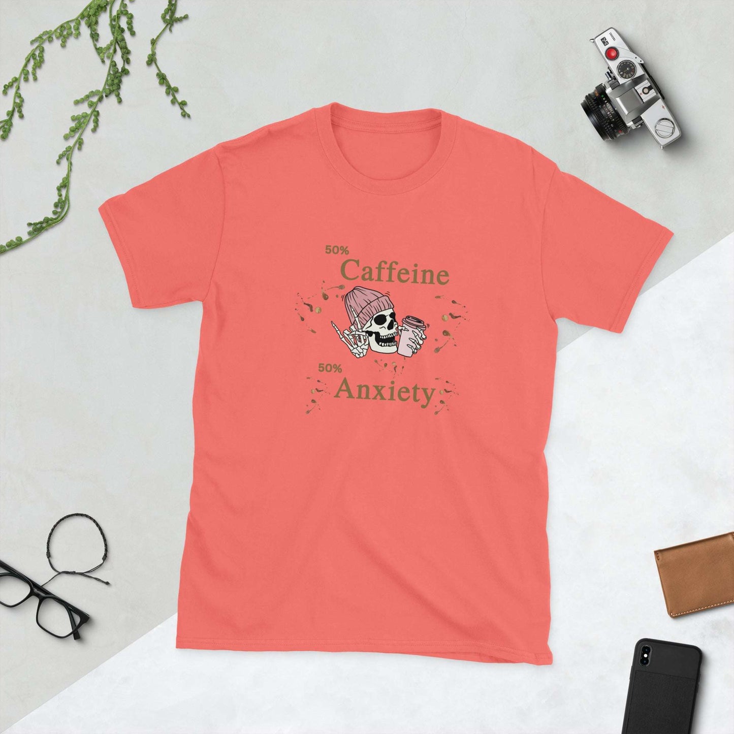50% Caffeine 50% Anxiety Unisex Tee by EraofInk