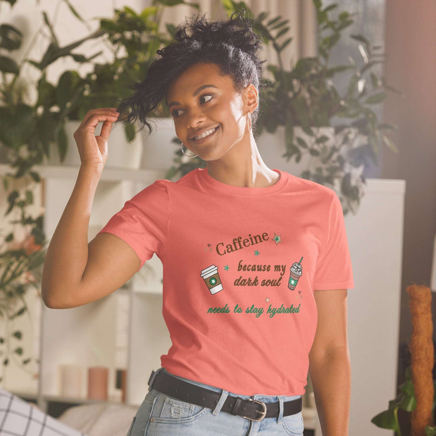 Caffeine Because My Dark Soul Needs To Stay Hydrated Unisex Tee by EraofInk