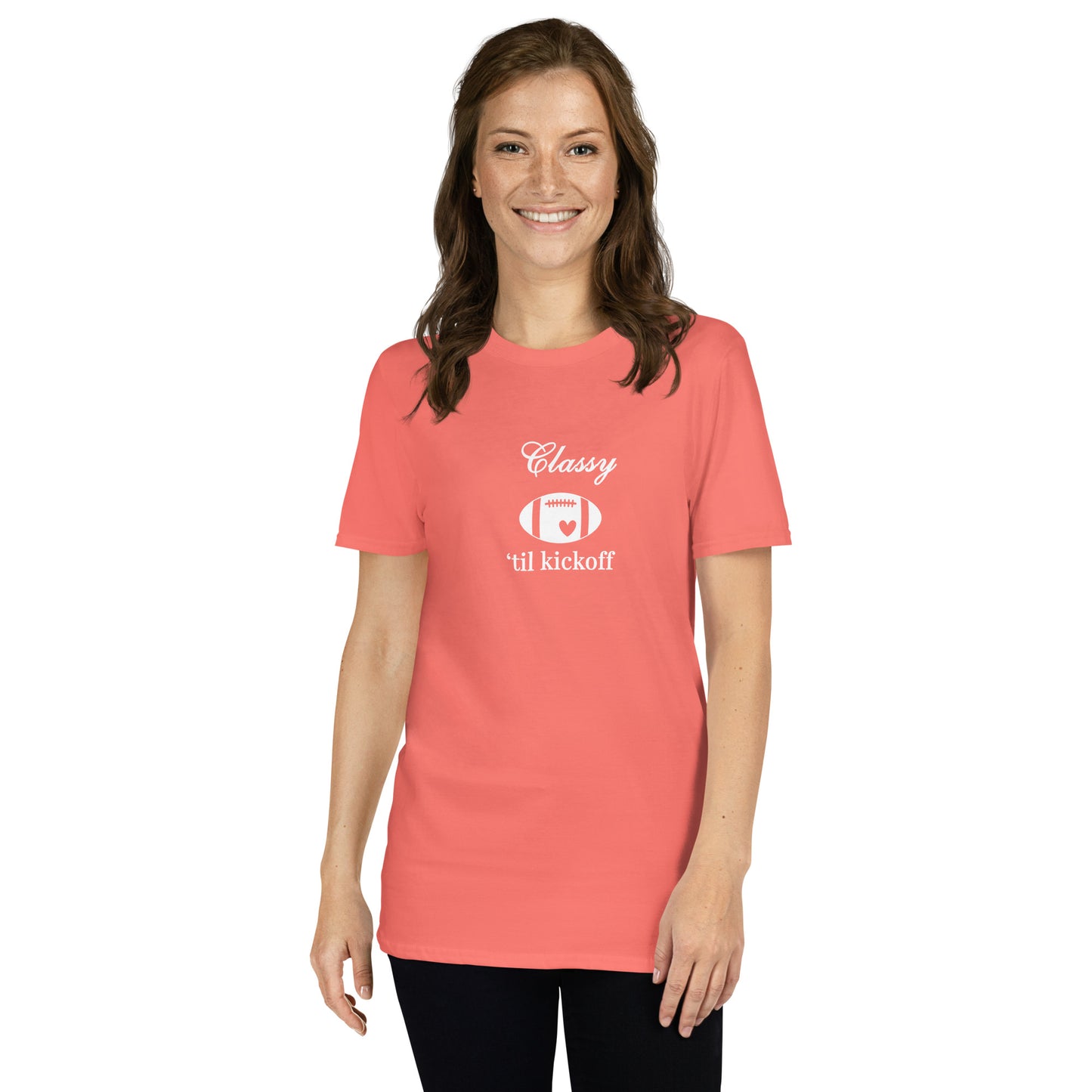 Classy 'til Kickoff Football Unisex Tee White Font by EraofInk