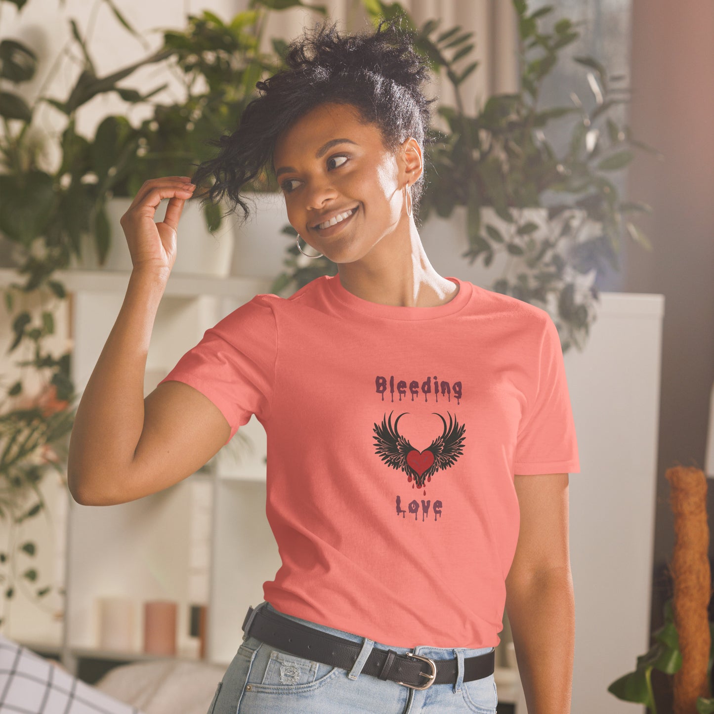 Bleeding Love Dark Angel Wings Heart Bleeding Unisex Tee by EraofInk