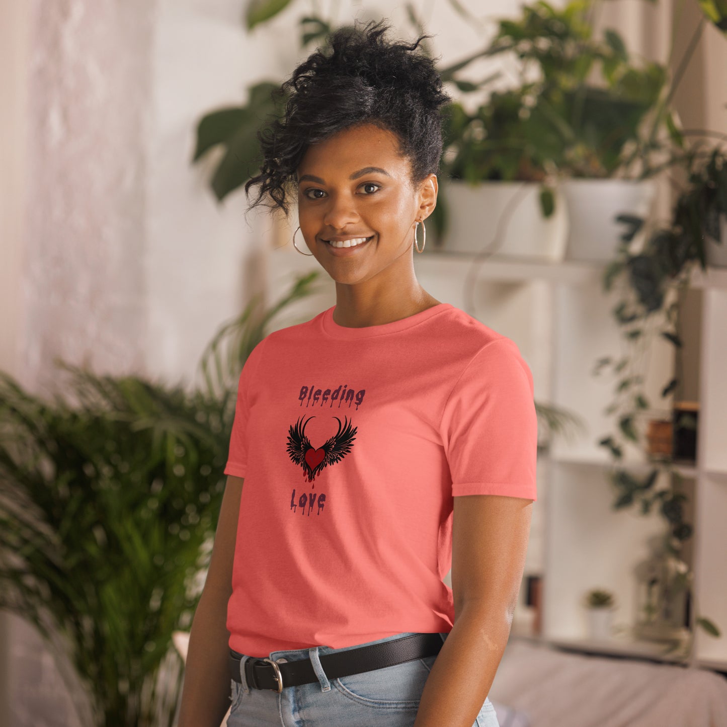 Bleeding Love Dark Angel Wings Heart Bleeding Unisex Tee by EraofInk