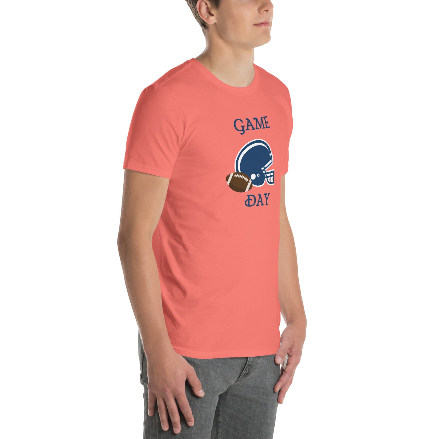Game Day Football Blue and White Unisex T-Shirt by EraofInk