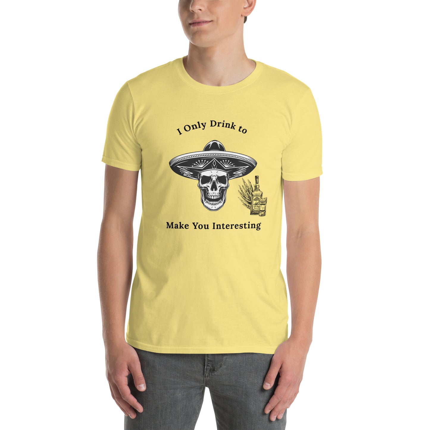 Tequila Drinker's Shirt Skull Wearing Sombrero with Tequila by EraofInk