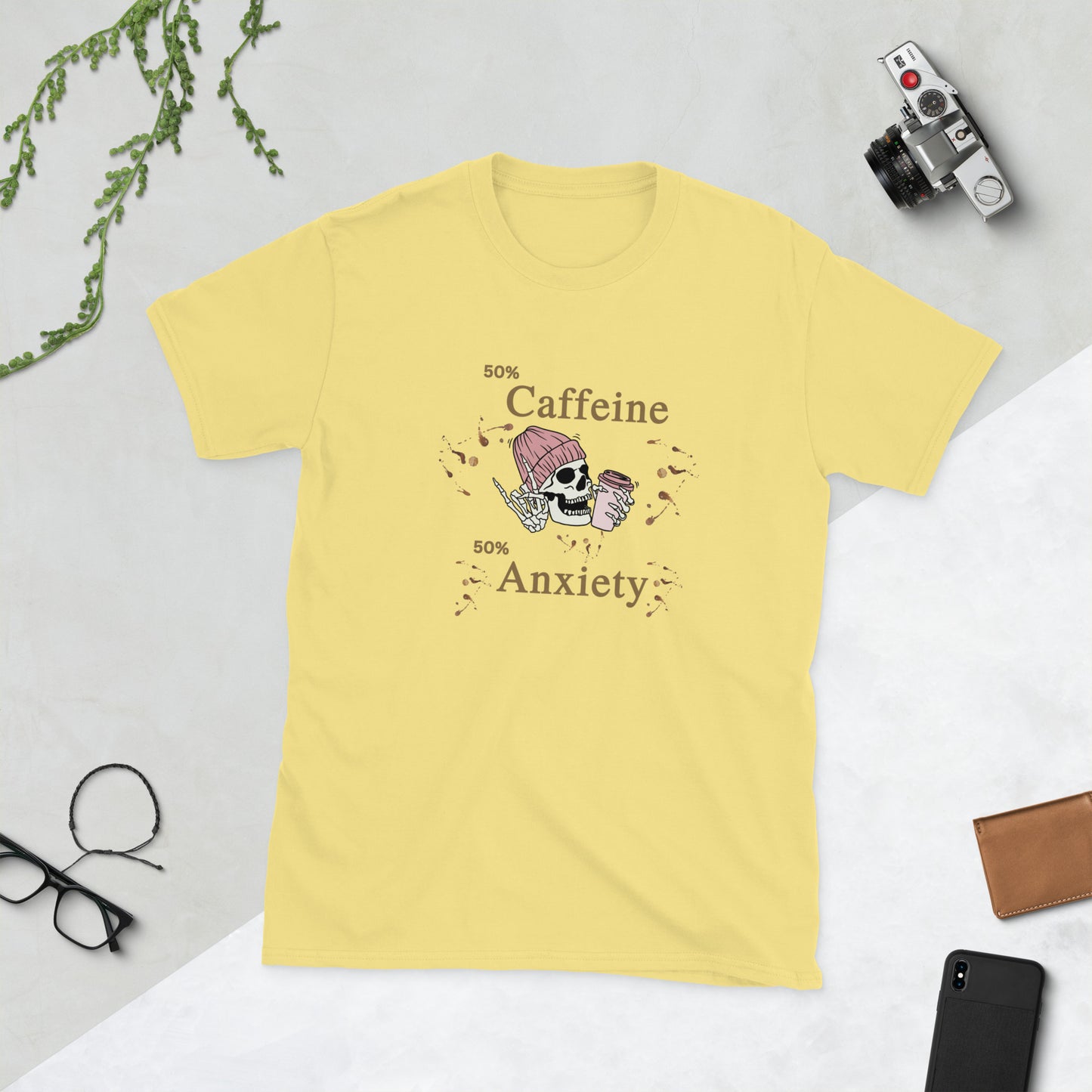 50% Caffeine 50% Anxiety Unisex Tee by EraofInk