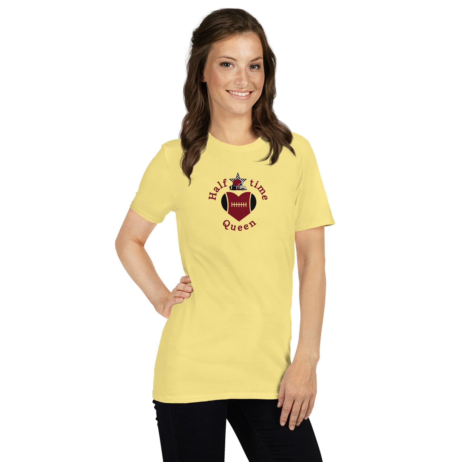 Halftime Queen Football Cheer for Red & Black Unisex Tee by EraofInk