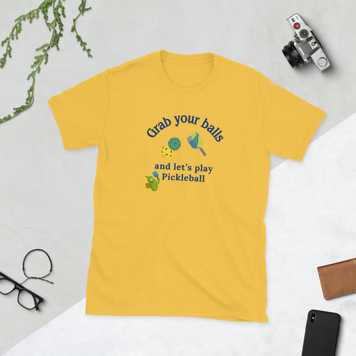 Grab Your Balls and Let's Play Pickleball Unisex Tee by EraofInk