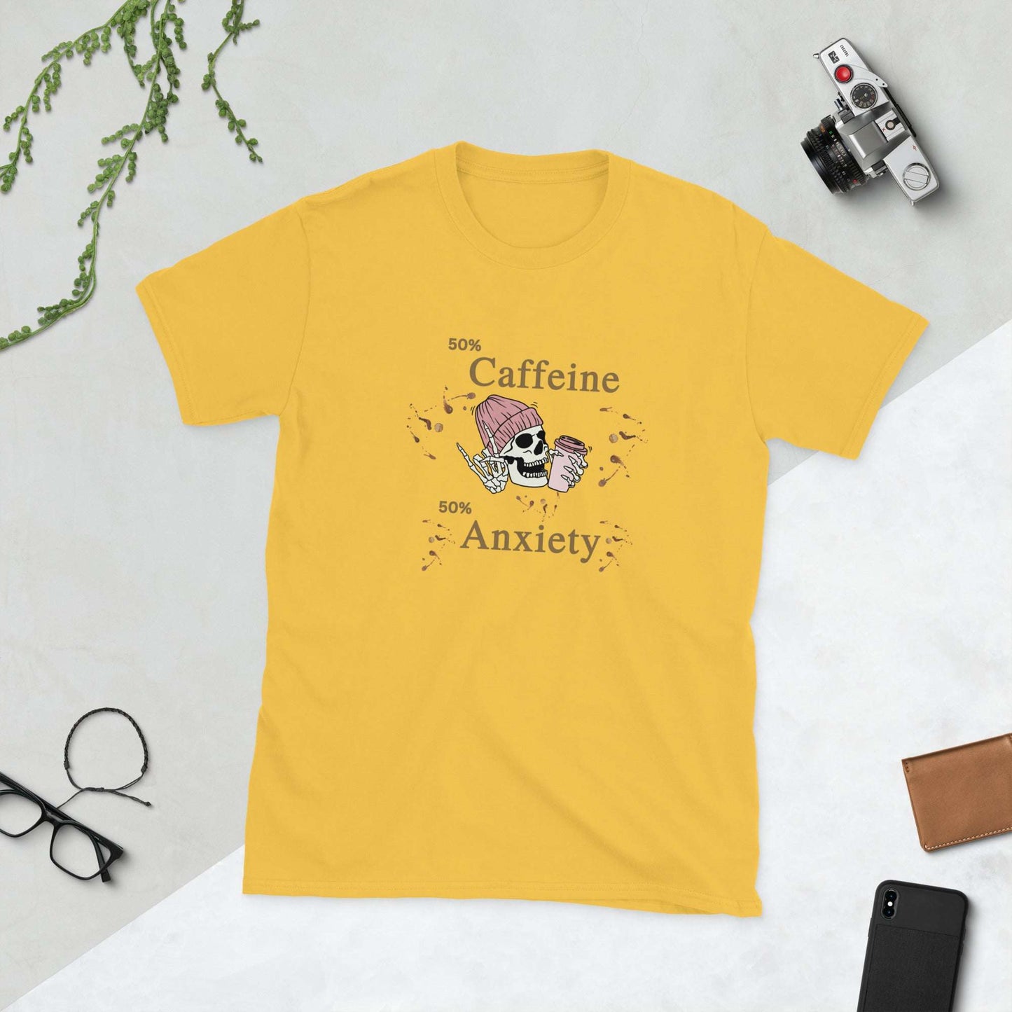 50% Caffeine 50% Anxiety Unisex Tee by EraofInk